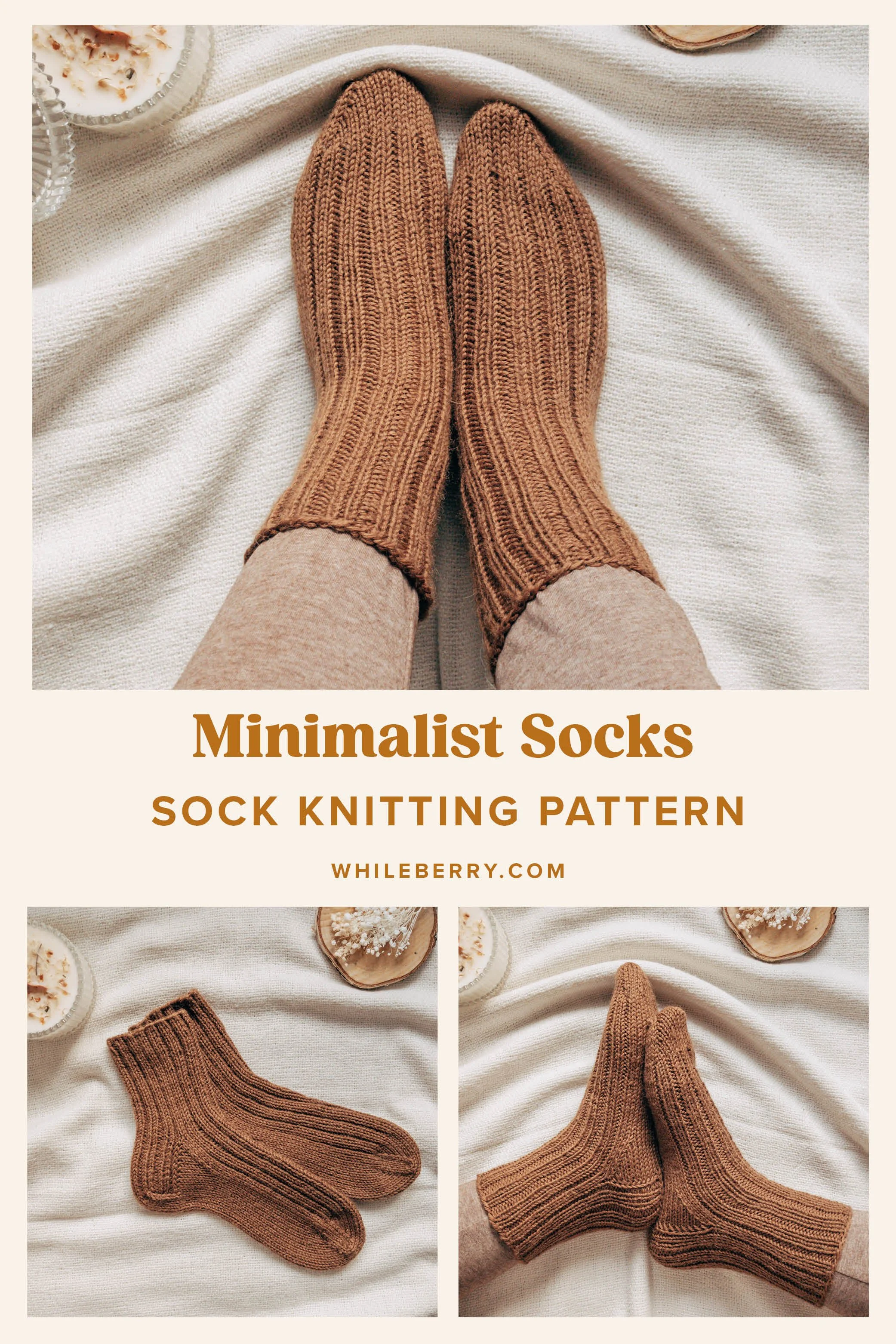 Minimalist Socks, easy stripe sock knitting pattern — Whileberry
