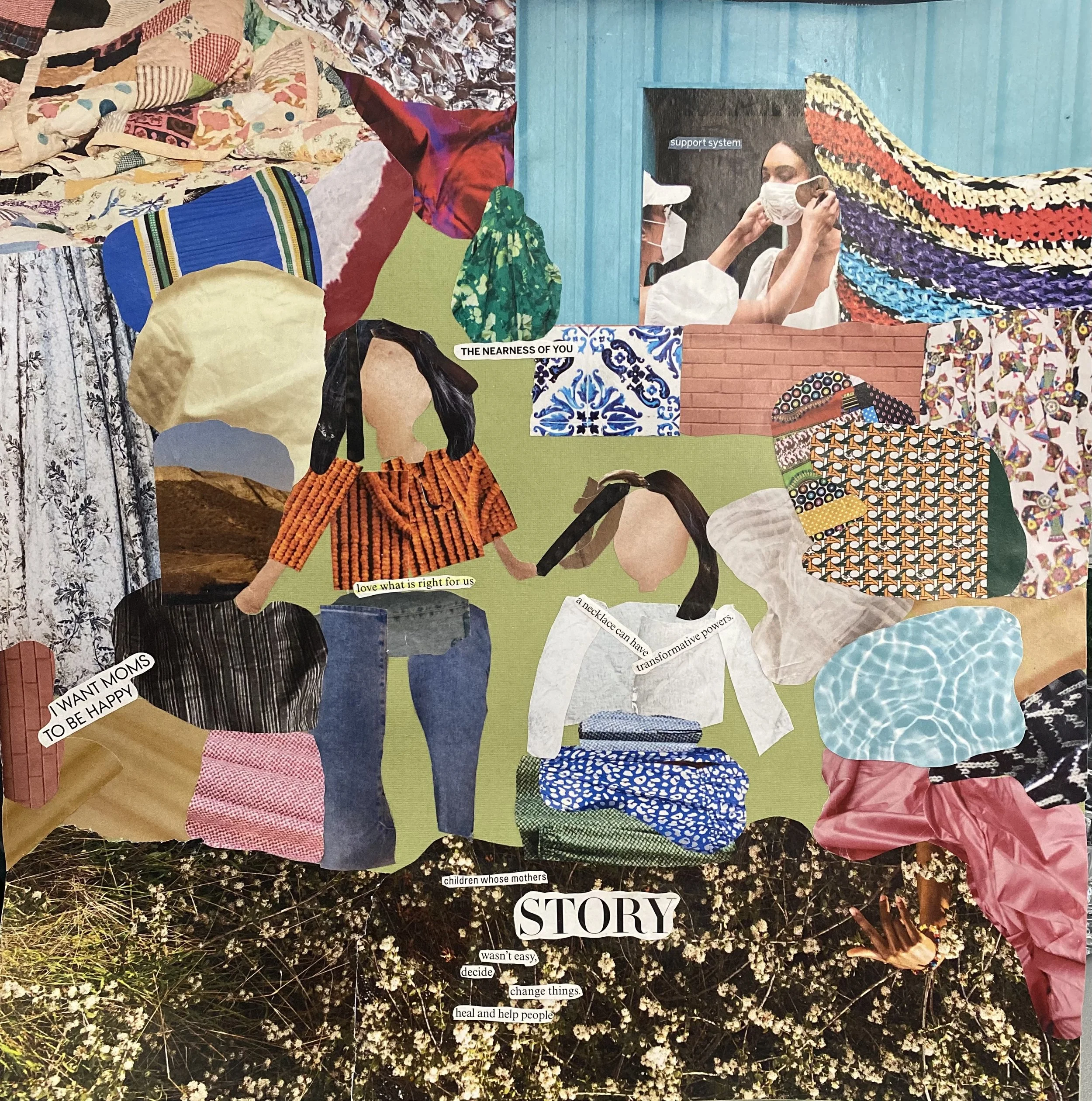 Sisterhood (2020), Paper collage on cardstock, 12x12 in.