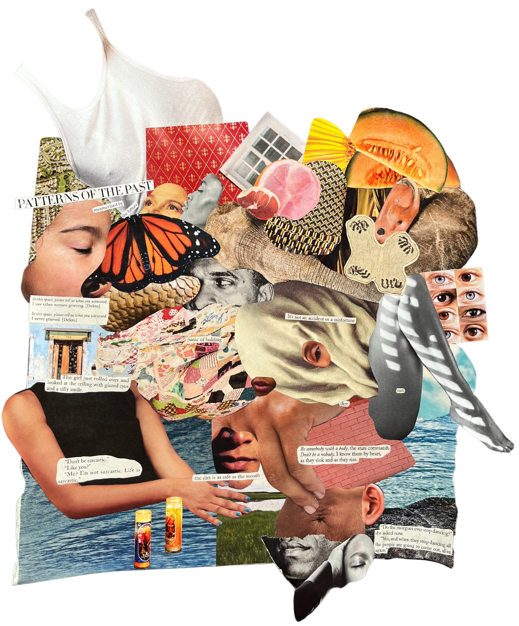 The People Are Going to Come Out, Alive Again (2022), Paper collage on cardstock, 14x15.5 in.