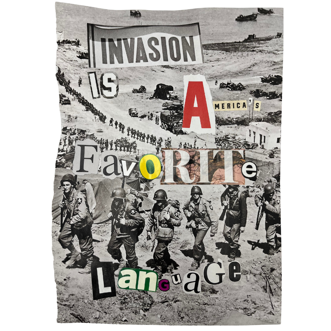 American Language (2024), Analog paper/magazine collage, 8x11 in.