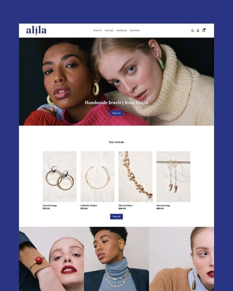 What a difference great photos and some custom code can make. Congratulations to @alilajewelry_ for launching this week!

ALILA offers beautiful, handmade, Brazilian jewelry and is woman-owned.

For anything fashion related, visuals are everything. F
