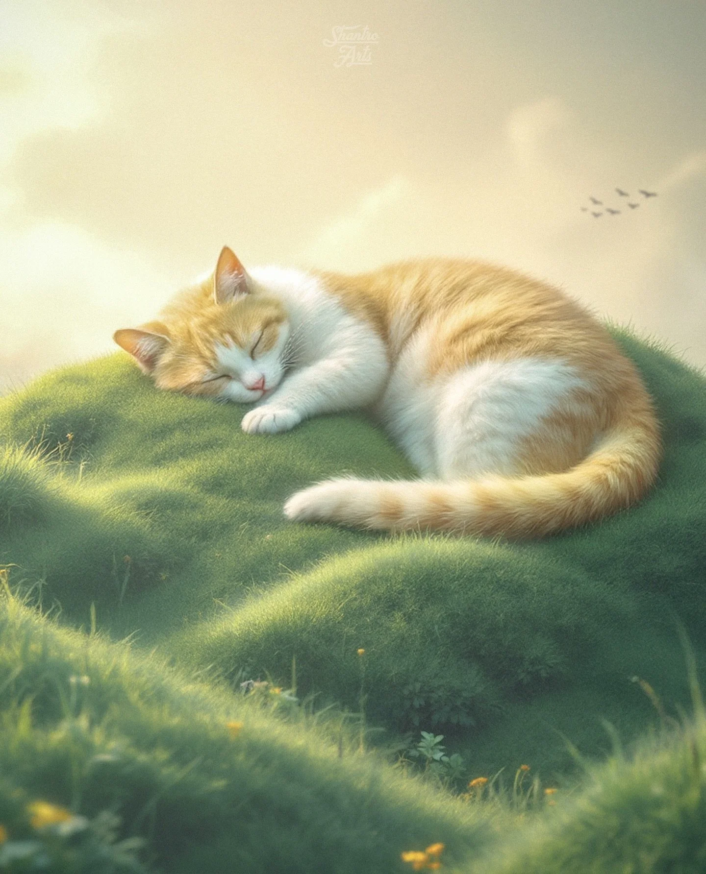 &ldquo;𝐊𝐢𝐧𝐠 𝐨𝐟 𝐭𝐡𝐞 𝐡𝐢𝐥𝐥&rdquo;
&bull;
A giant cat resting on the top of a hill, soaking in the golden warmth of the sun. A moment of peace, where the world feels small.
&bull;
Inspired by a digital artwork of @rosco.adrian 
&bull;
&bull;