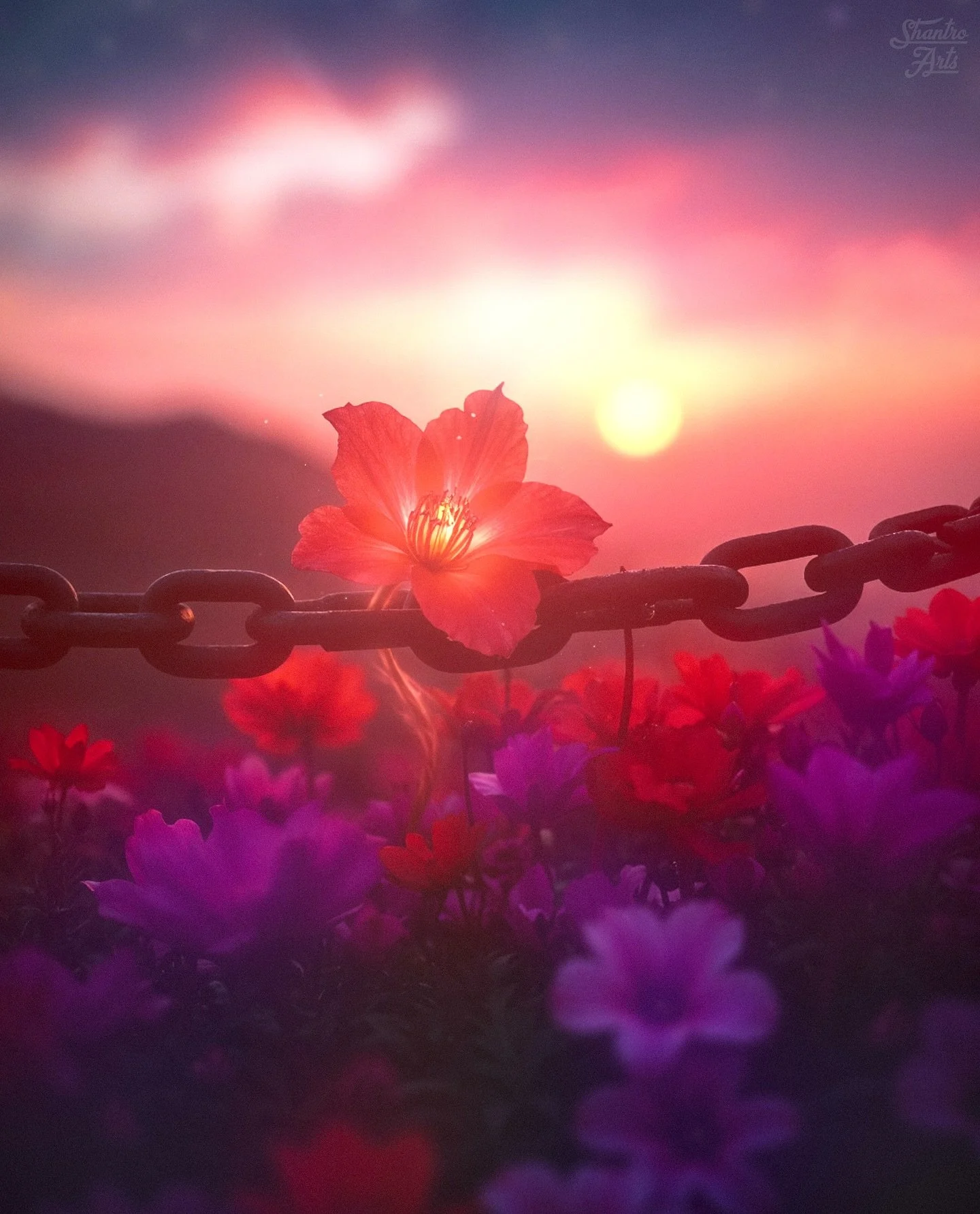 &lsquo;𝗖𝗵𝗮𝗶𝗻𝗲𝗱 𝗯𝘆 𝗡𝗮𝘁𝘂𝗿𝗲 𝗜𝗜&rsquo;
&bull;
Even the heaviest chains can&rsquo;t hold back true growth. This new artwork represents resilience, how nature always finds a way to rise beyond its limits
&bull;
&bull;
✨🌺
&mdash;&mdash;&md