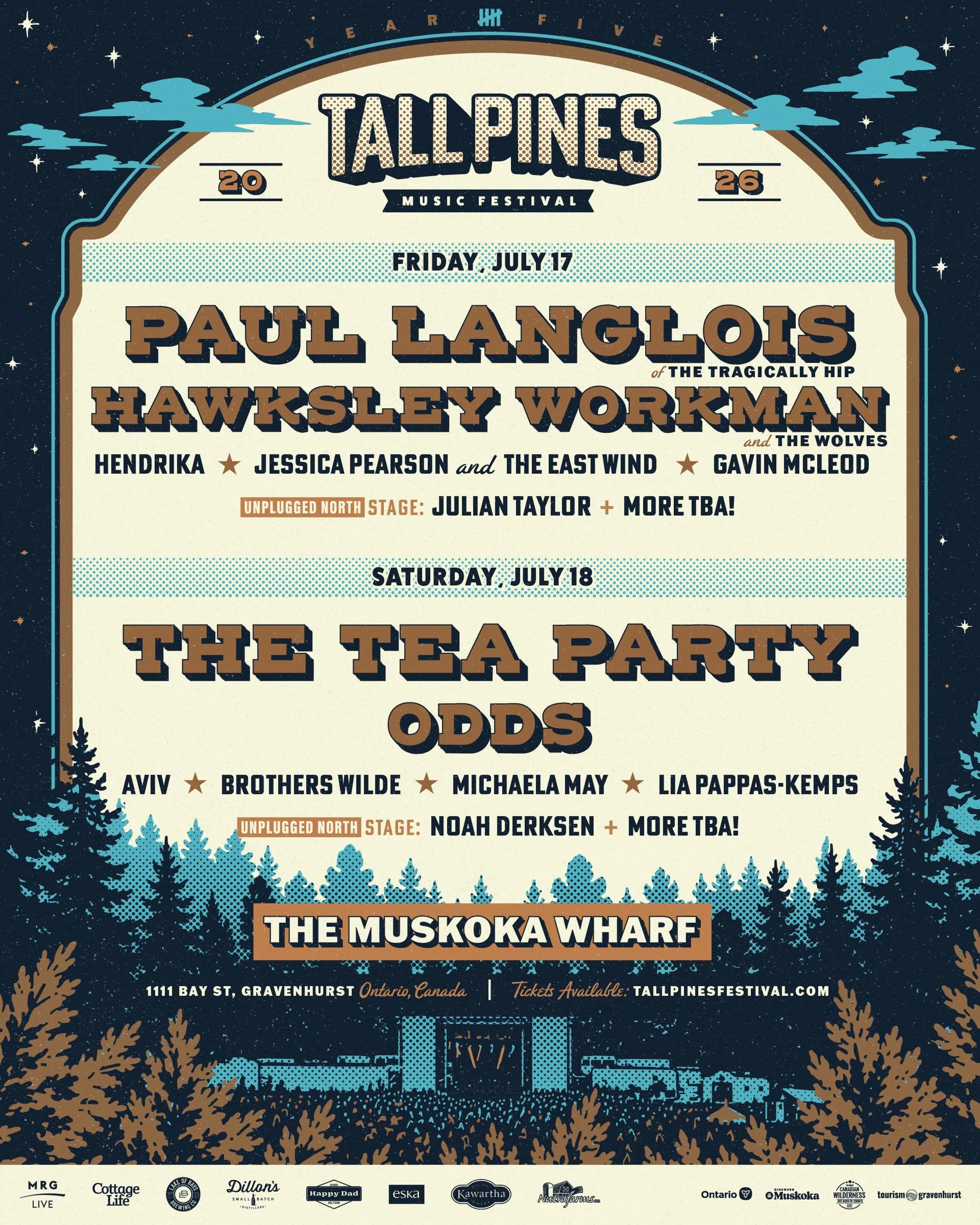 Five years in the making. 🌲✨ This summer, Tall Pines returns to where it all began &mdash; The Muskoka Wharf &mdash; for our biggest celebration yet! We&rsquo;re beyond excited to announce the full lineup for Tall Pines Music Festival 2026 featuring