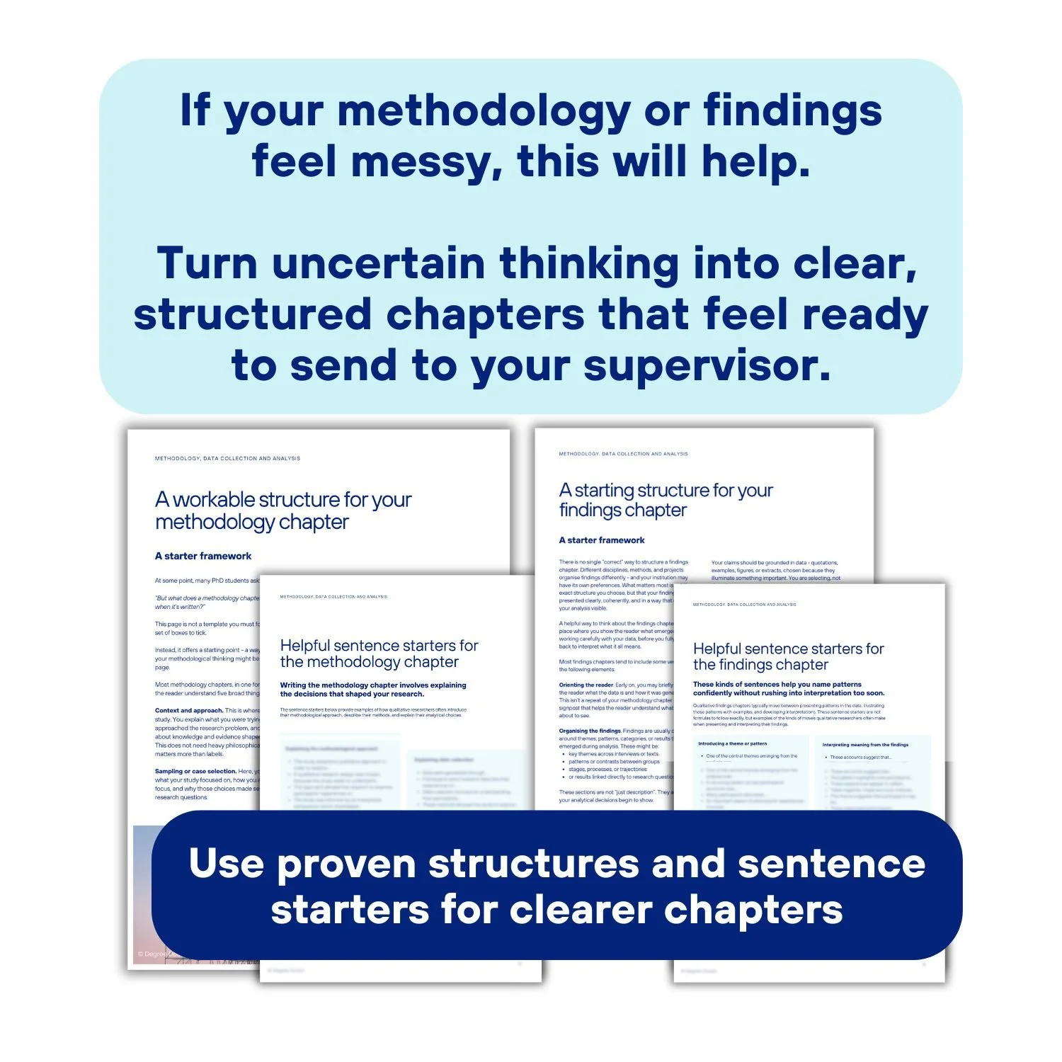 Methodology and findings chapter examples with proven structures and sentence starters to turn messy thinking into clear, supervisor-ready chapters.