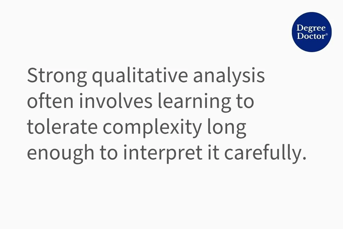 Quote about tolerating complexity in qualitative analysis