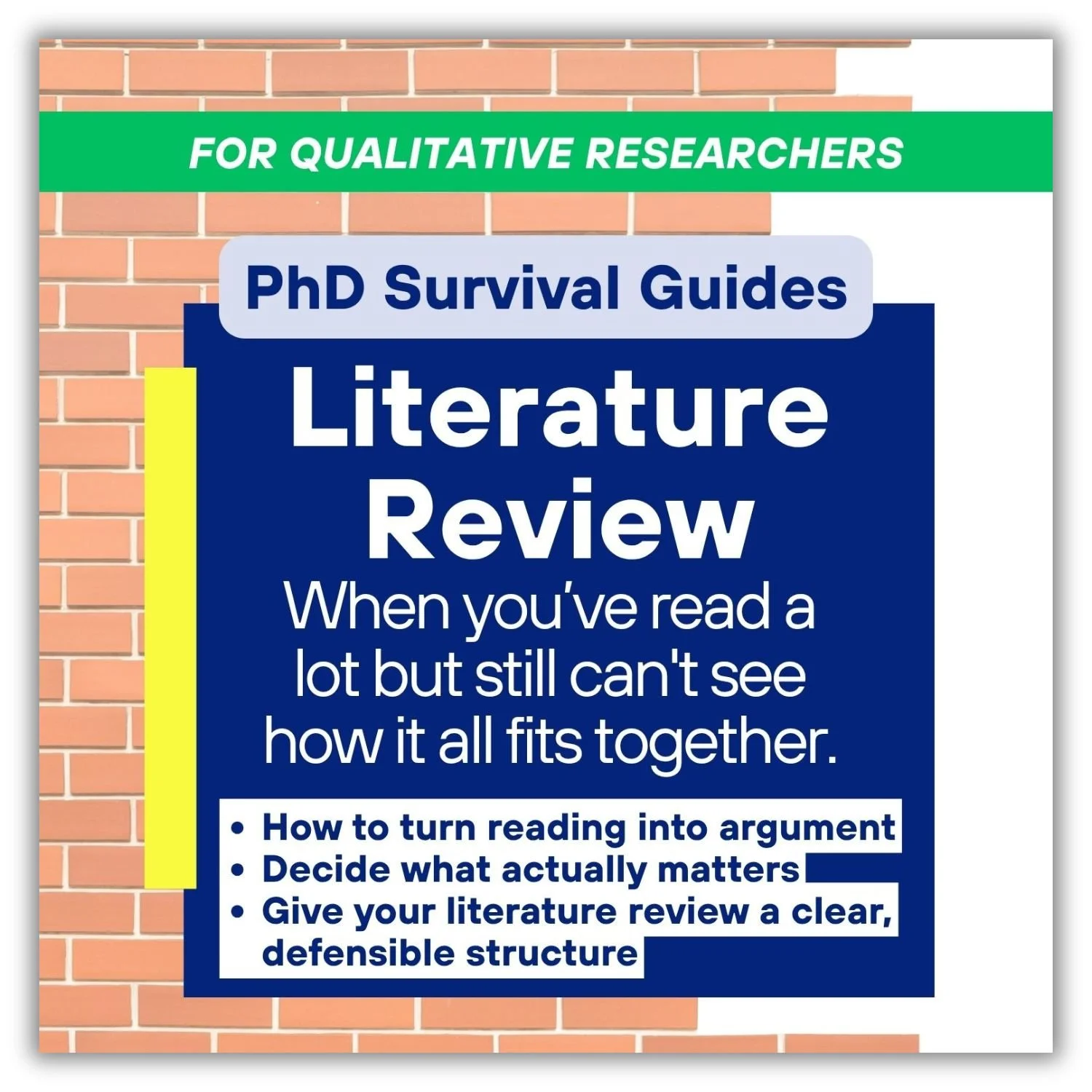 Literature Review PhD Survival Guide for qualitative researchers, helping turn reading into a clear argument and defensible literature review structure.