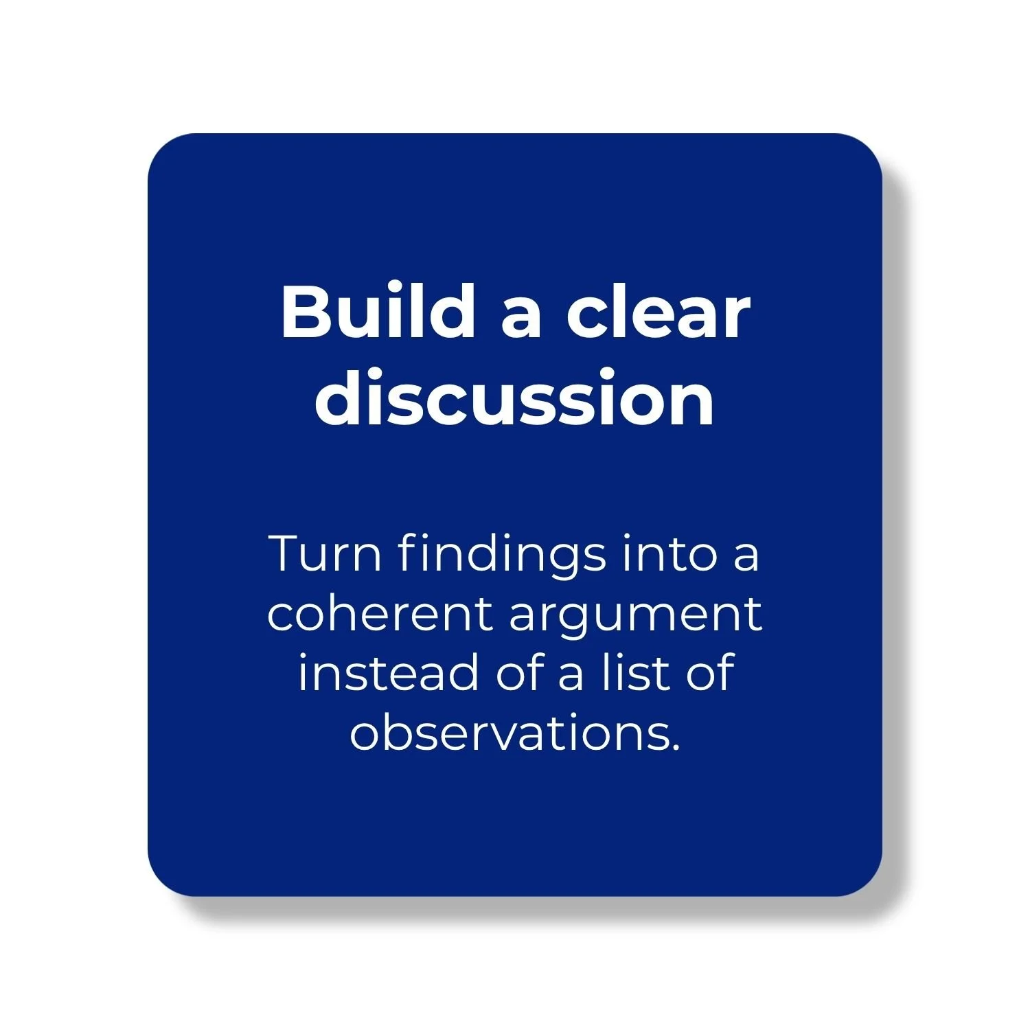 Graphic describing how the Discussion and Writing Up PhD Survival Guide helps qualitative PhD researchers turn findings into a coherent discussion chapter built around a clear argument rather than a list of observations.