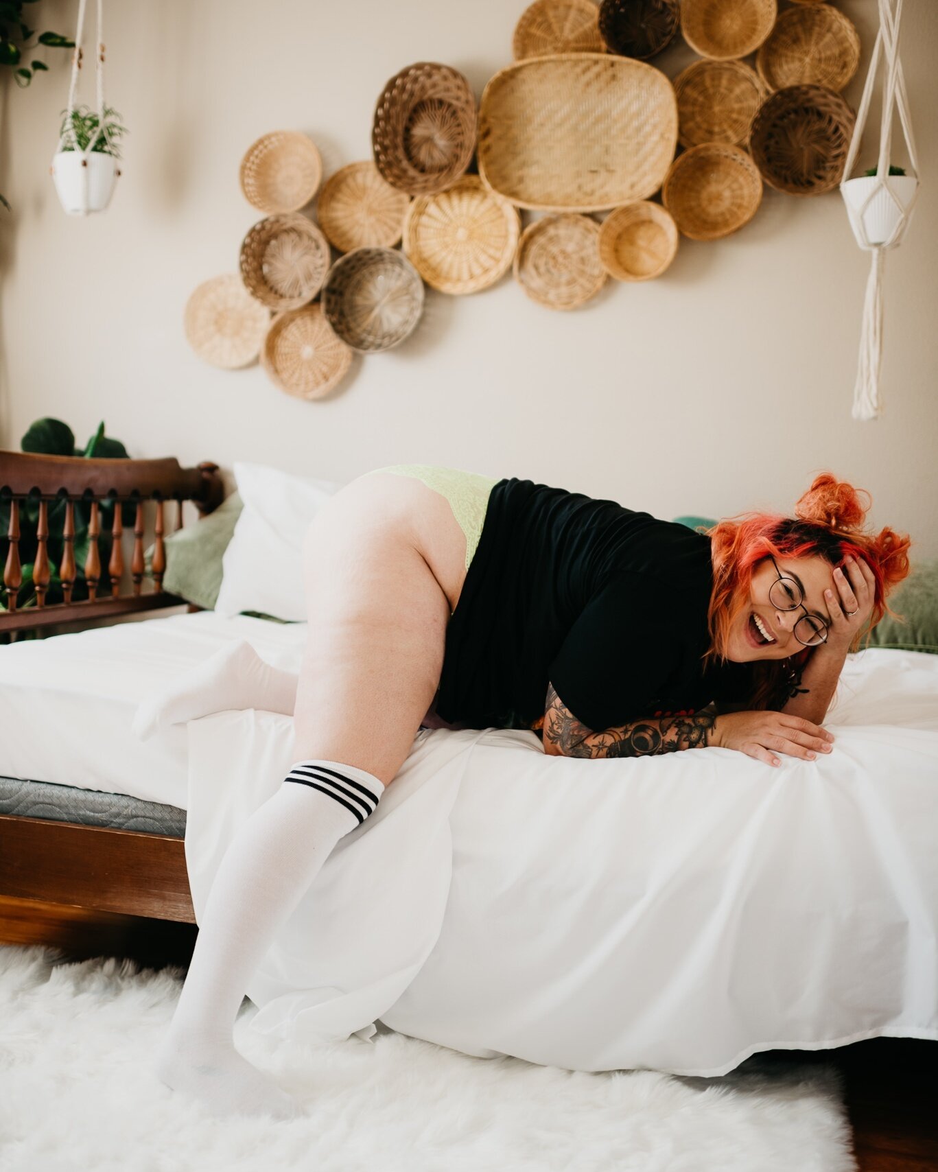 Your boudoir photos don't have to look like everyone else's. Put your hair in space buns, show up wearing a t-shirt and knee high stockings with a neon teddy and let's. do. this.⁣
⁣
Your photos should look and feel like YOU. Bring your PS5 controller