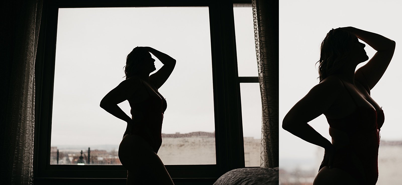  Woman in lingerie in front of a window by Las Vegas boudoir photographer 