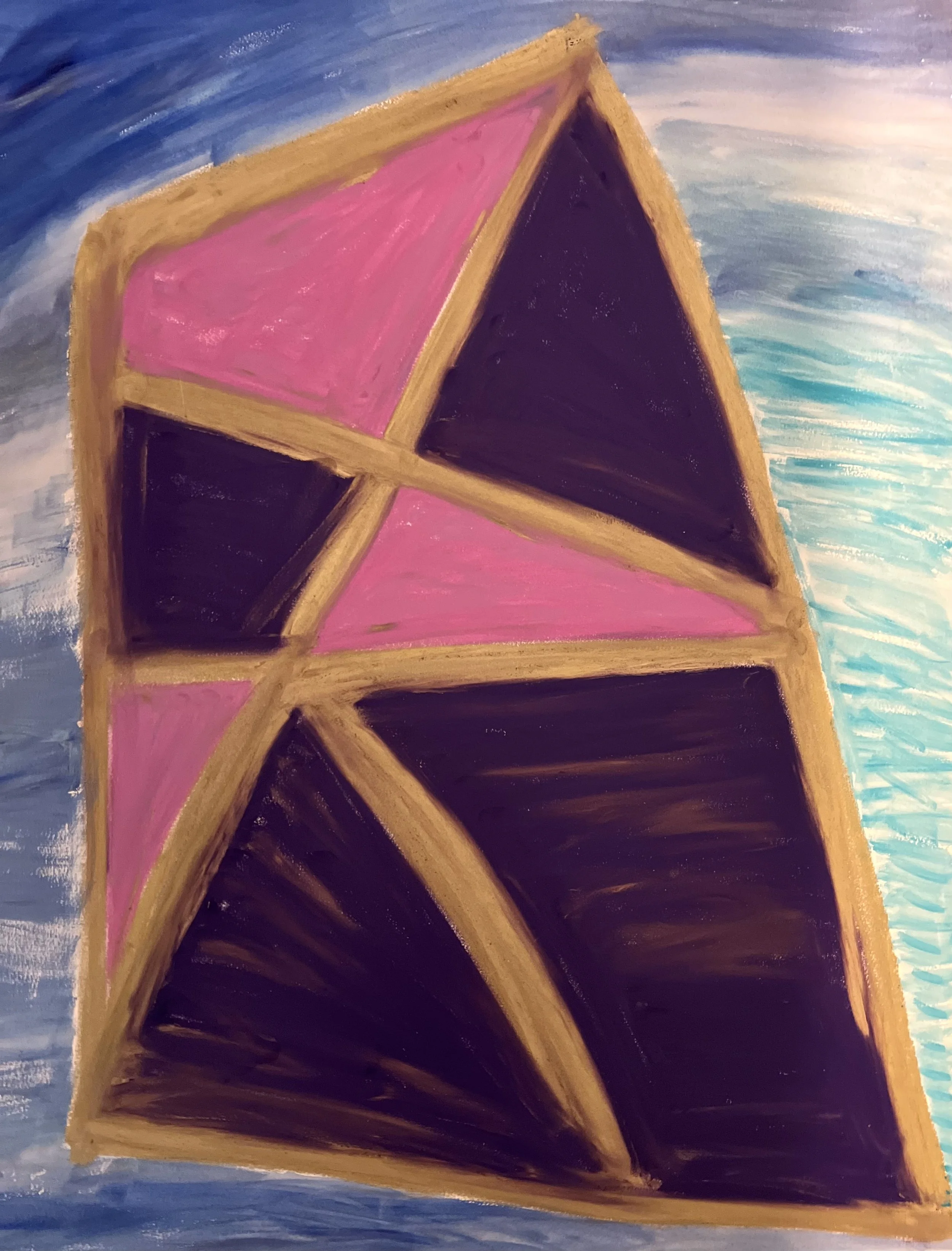 purple pink and gold abstract painting