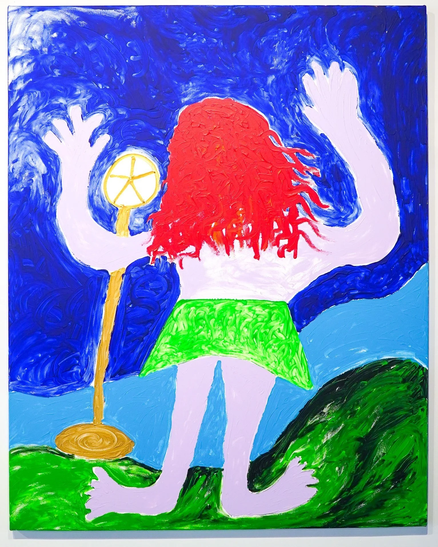 girl with red hair and hands in the air