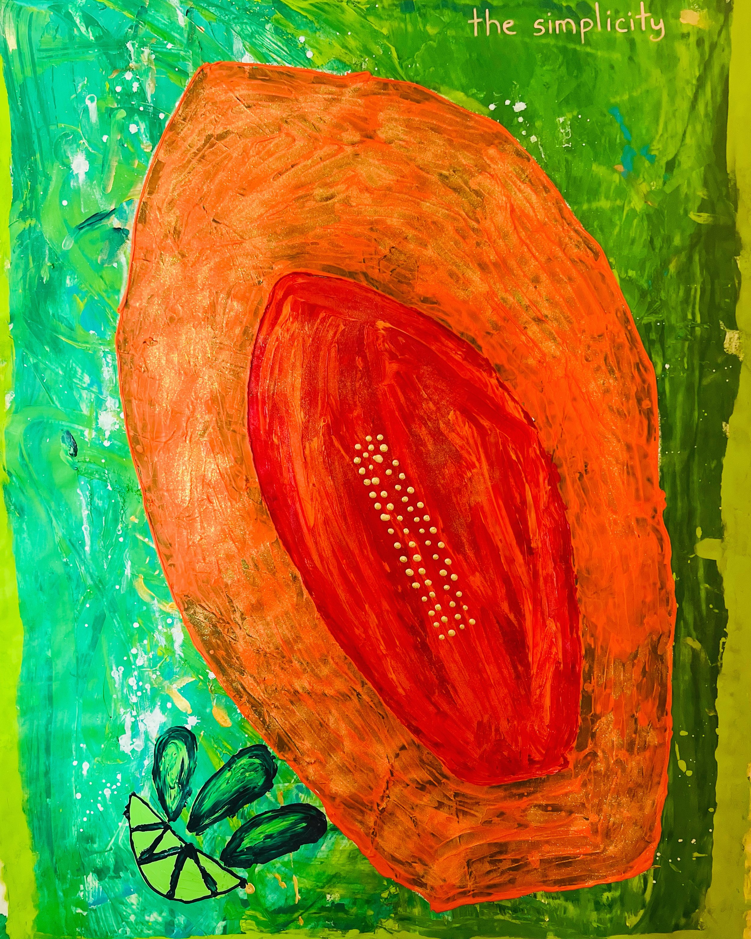 Papaya on green background