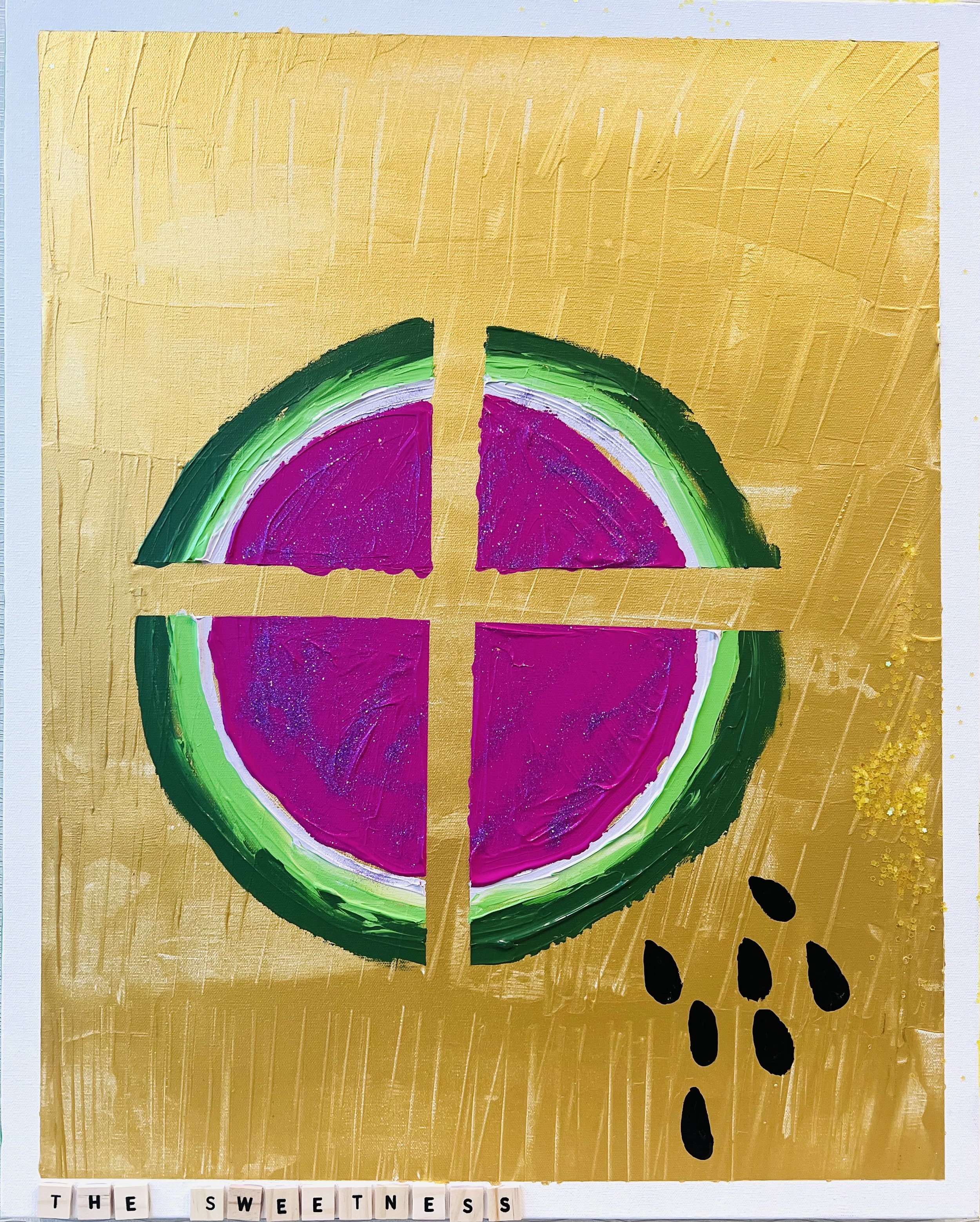 watermelon on gold background