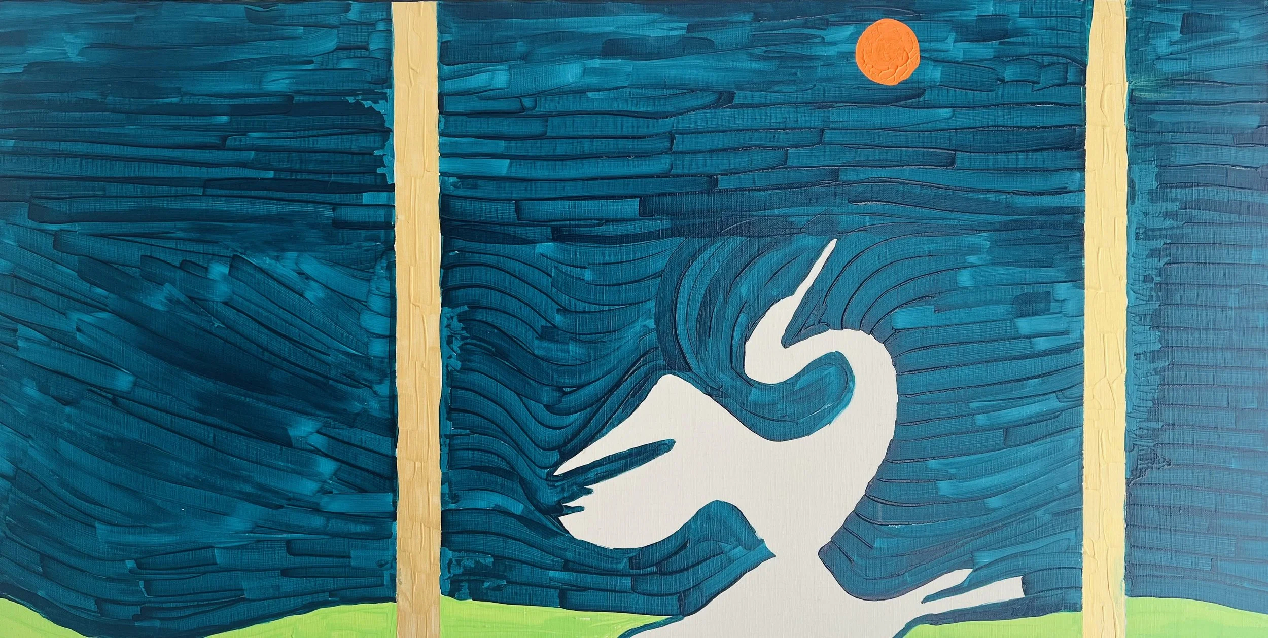 bird under an orange moon