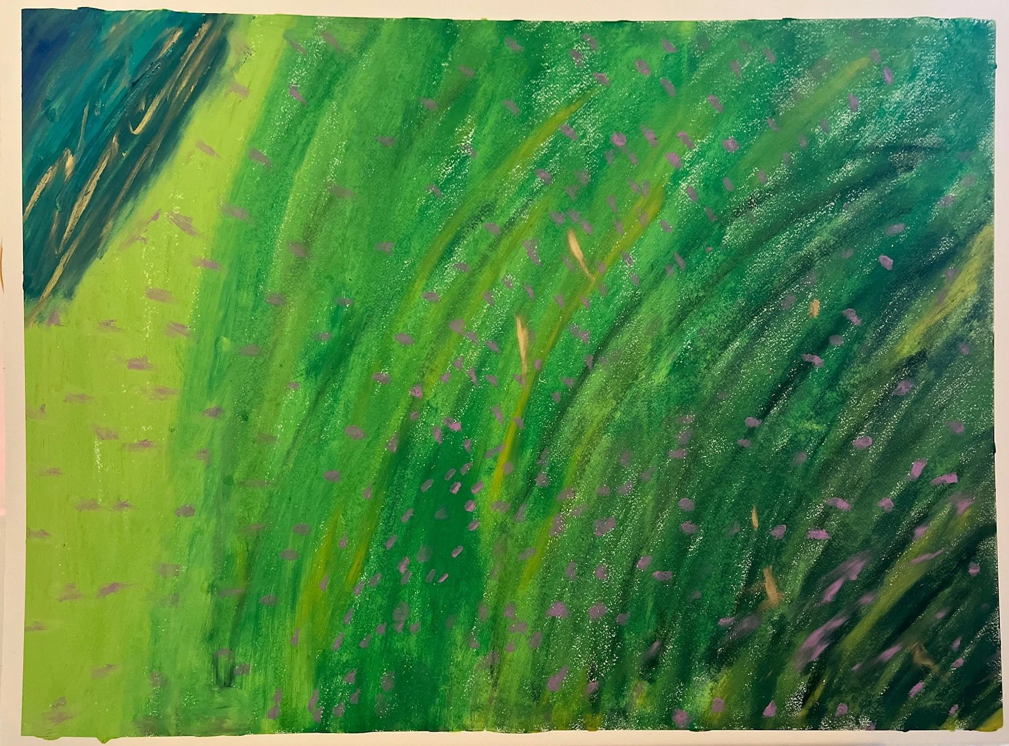 purple flowrs on green background