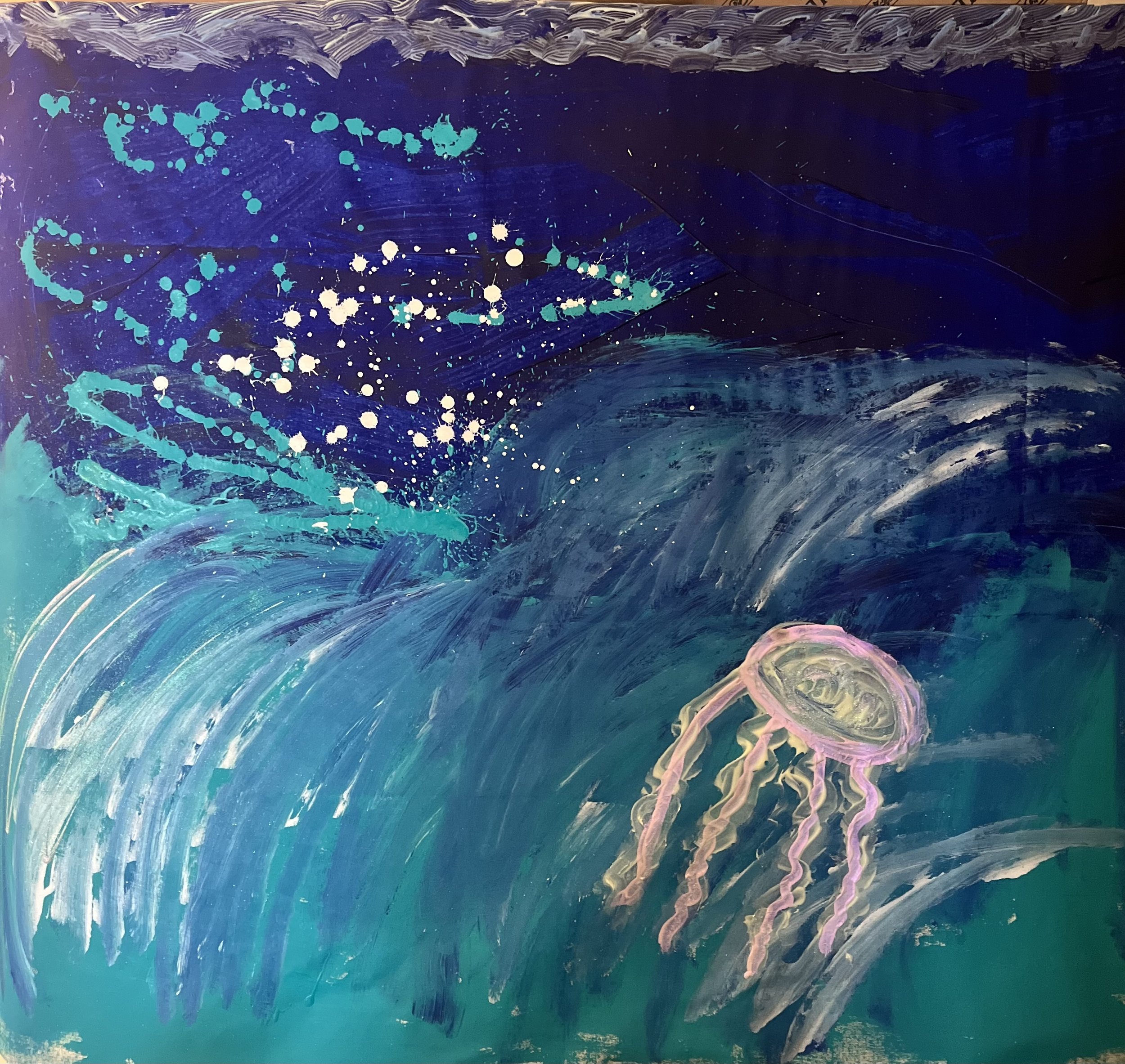 jellyfish in a blue ocean