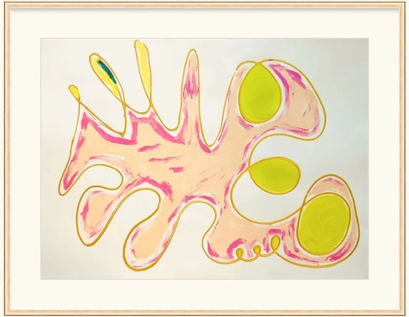 abstract pink chartreuse gold