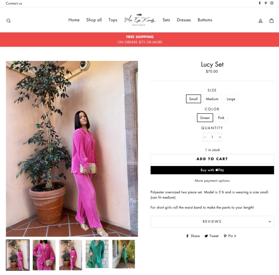 Miss Eye Kandy ecommerce photography