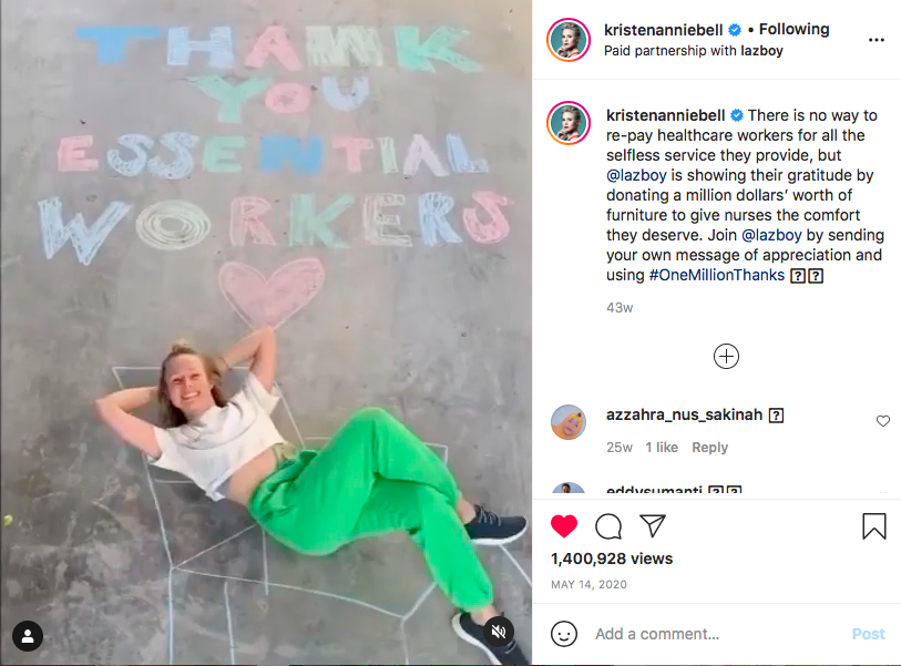 LZB OMT Kristen Bell Post Screenshot.png