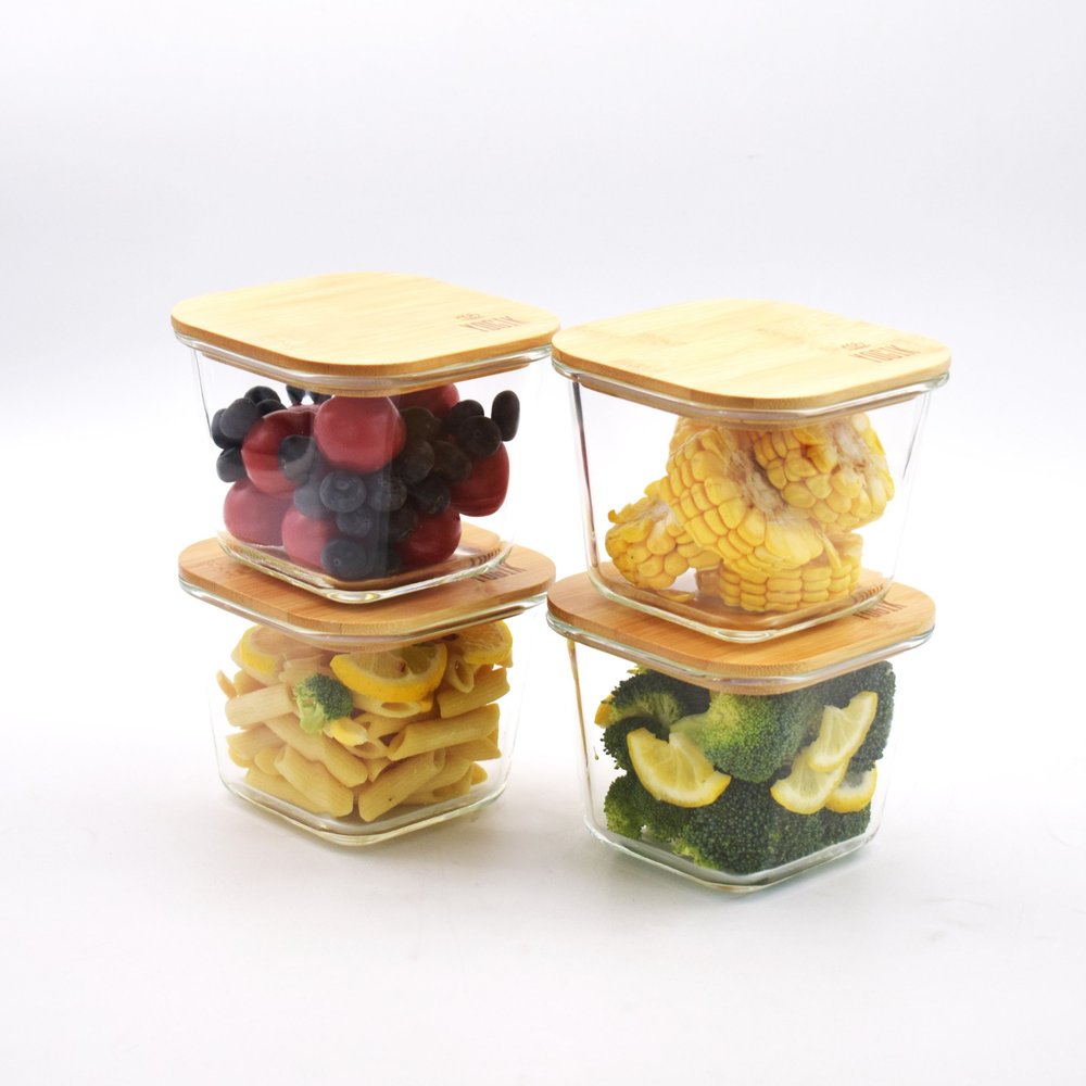 Bamboo Lid Container New Design Borosilicate Glass Food Storage Container  with Airtight Bamboo Lid Bento Lunch Box - China Bamboo Lid Container and Glass  Container Bamboo Lid price