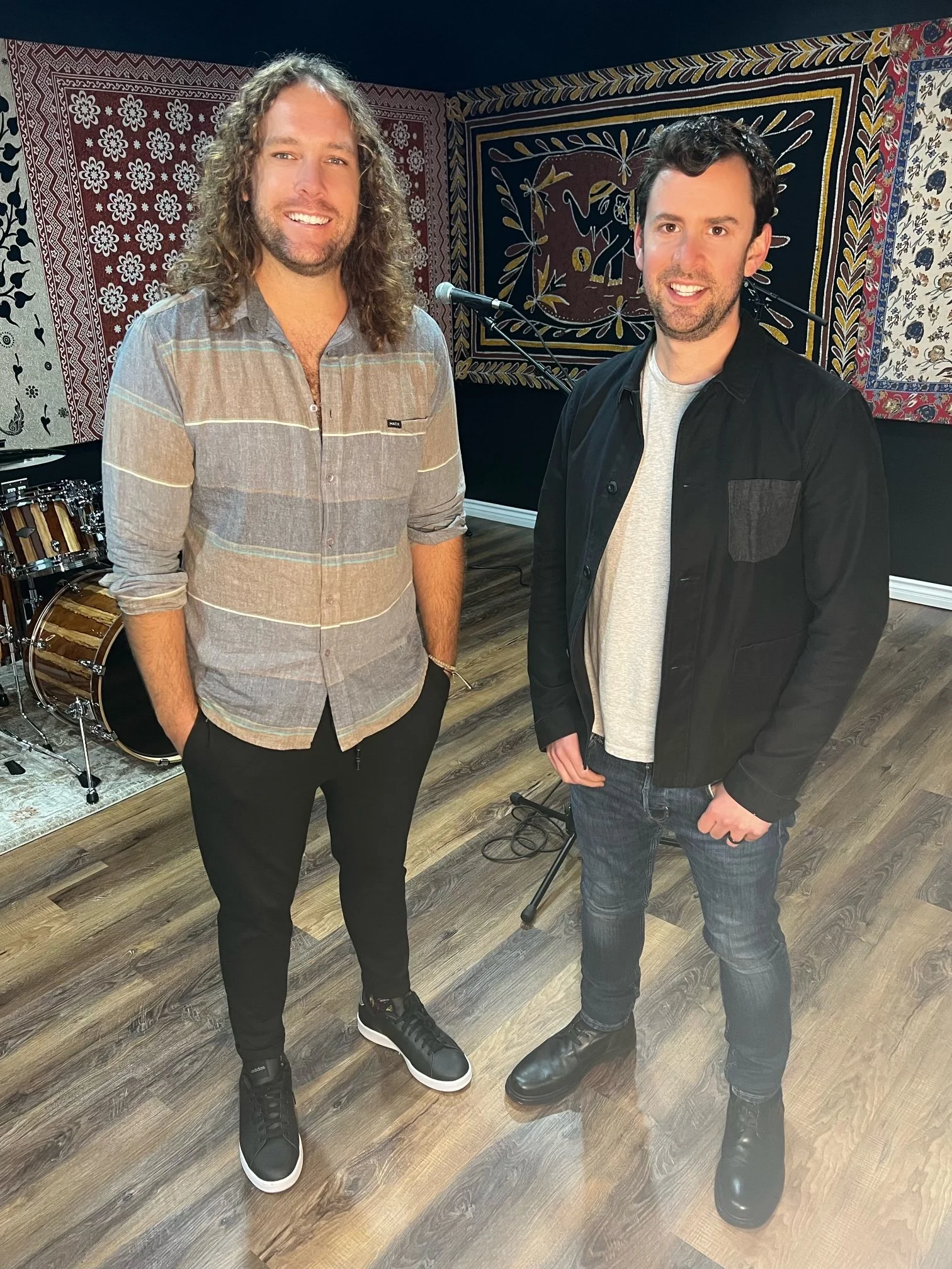 Jeff Nisen and Steve Ornest, founders of Total Access Rehearsal, inside a professional band rehearsal studio in Redondo Beach