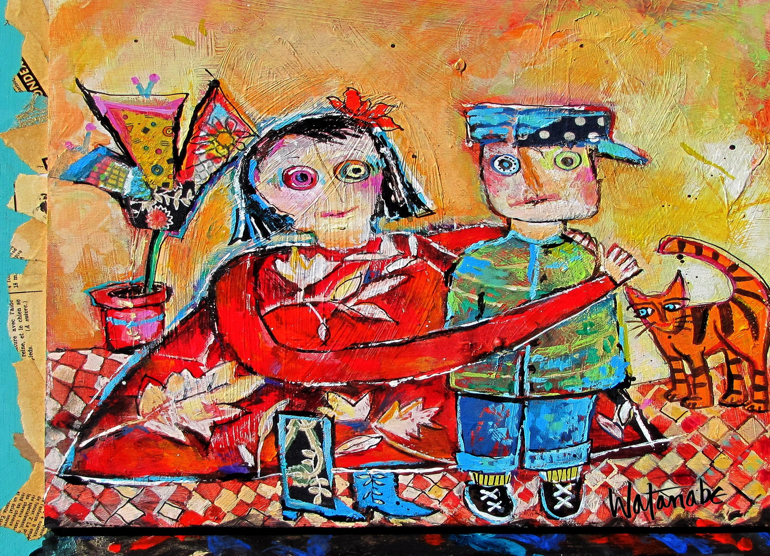 Girl Hugging Boy Placemat - Carole Watanabe (Copy)