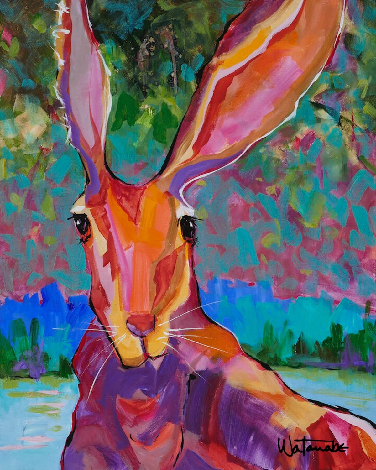 Outdoor vinyl rabbit art banner with grommets