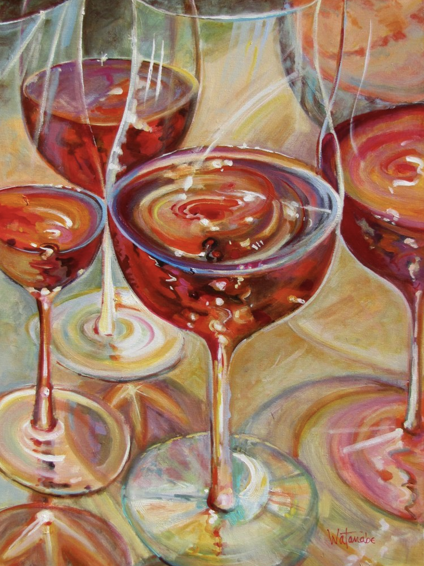 Outdoor vinyl art banner of wine glasses with grommets