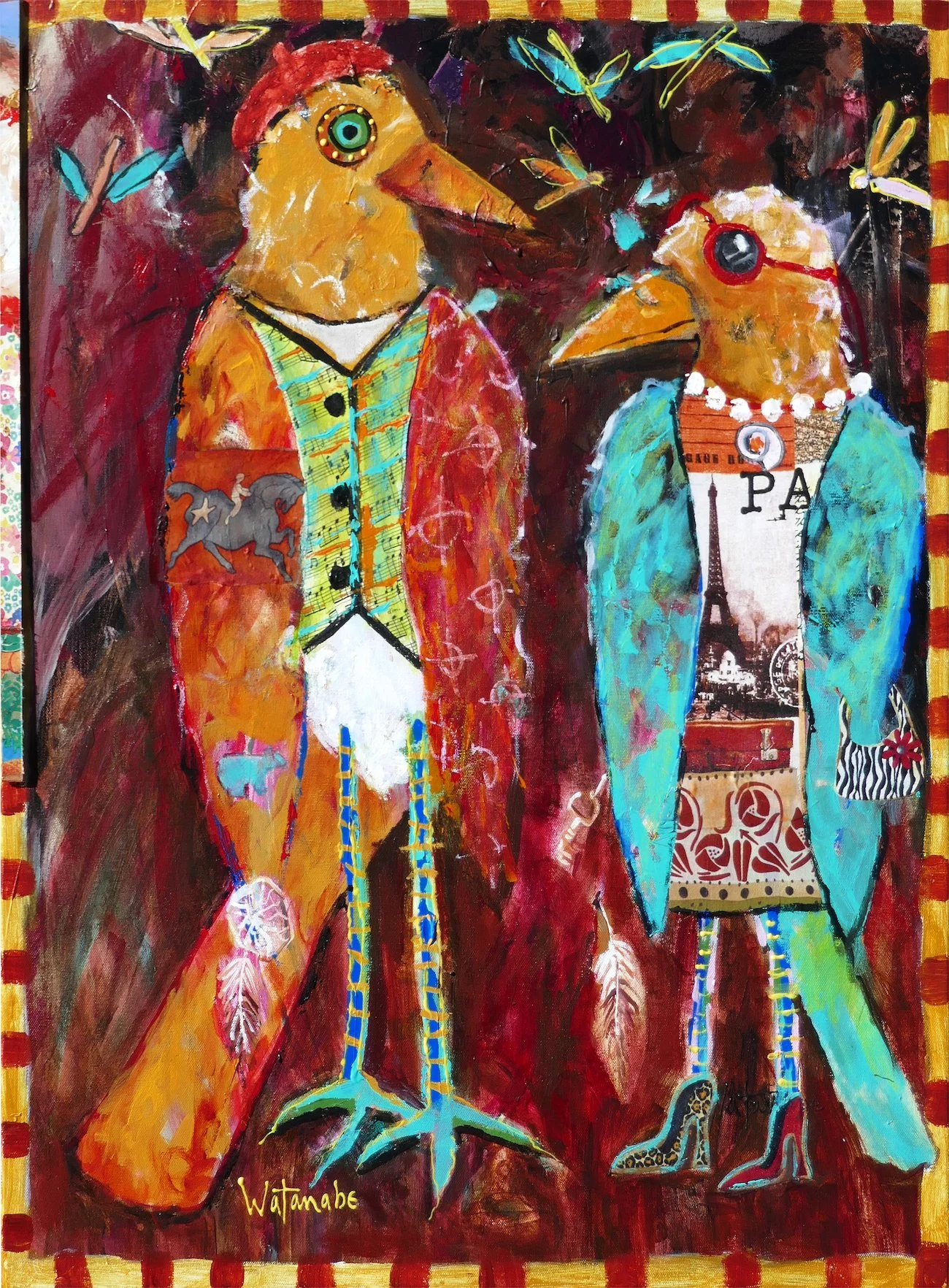 Outdoor vinyl art banner of birds with grommets