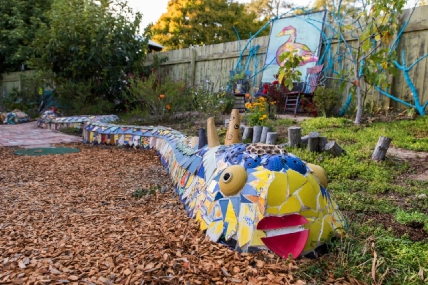 Mosaic Dragon in Yard