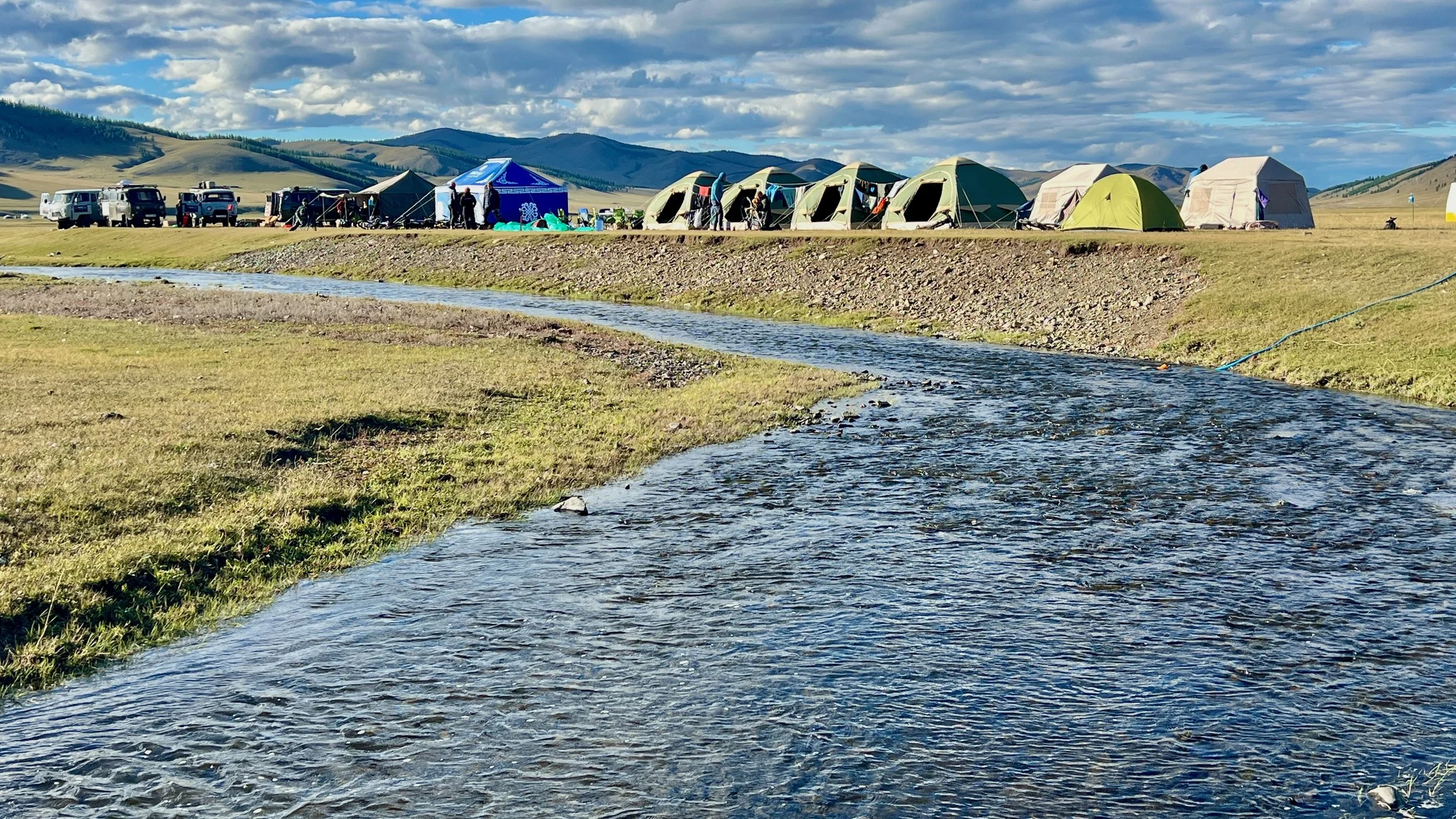 Camp by river in Mongolia