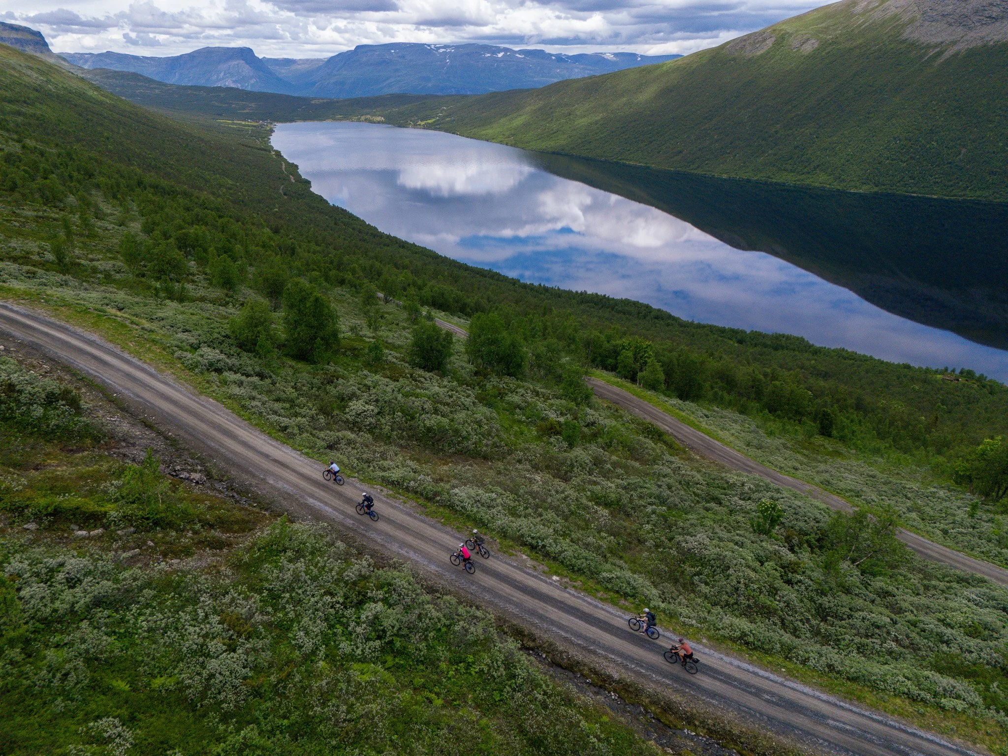 Riding along lakes of Norway