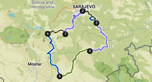 Map of Bosnia WILDER Bikepacking route