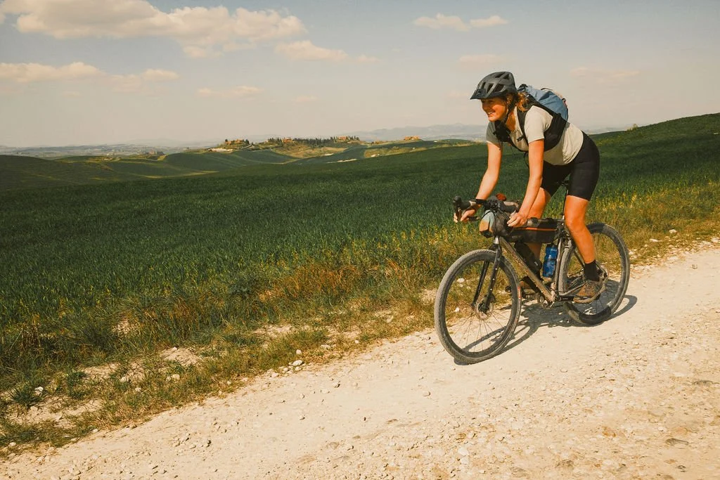 bikepacker on strade bianche