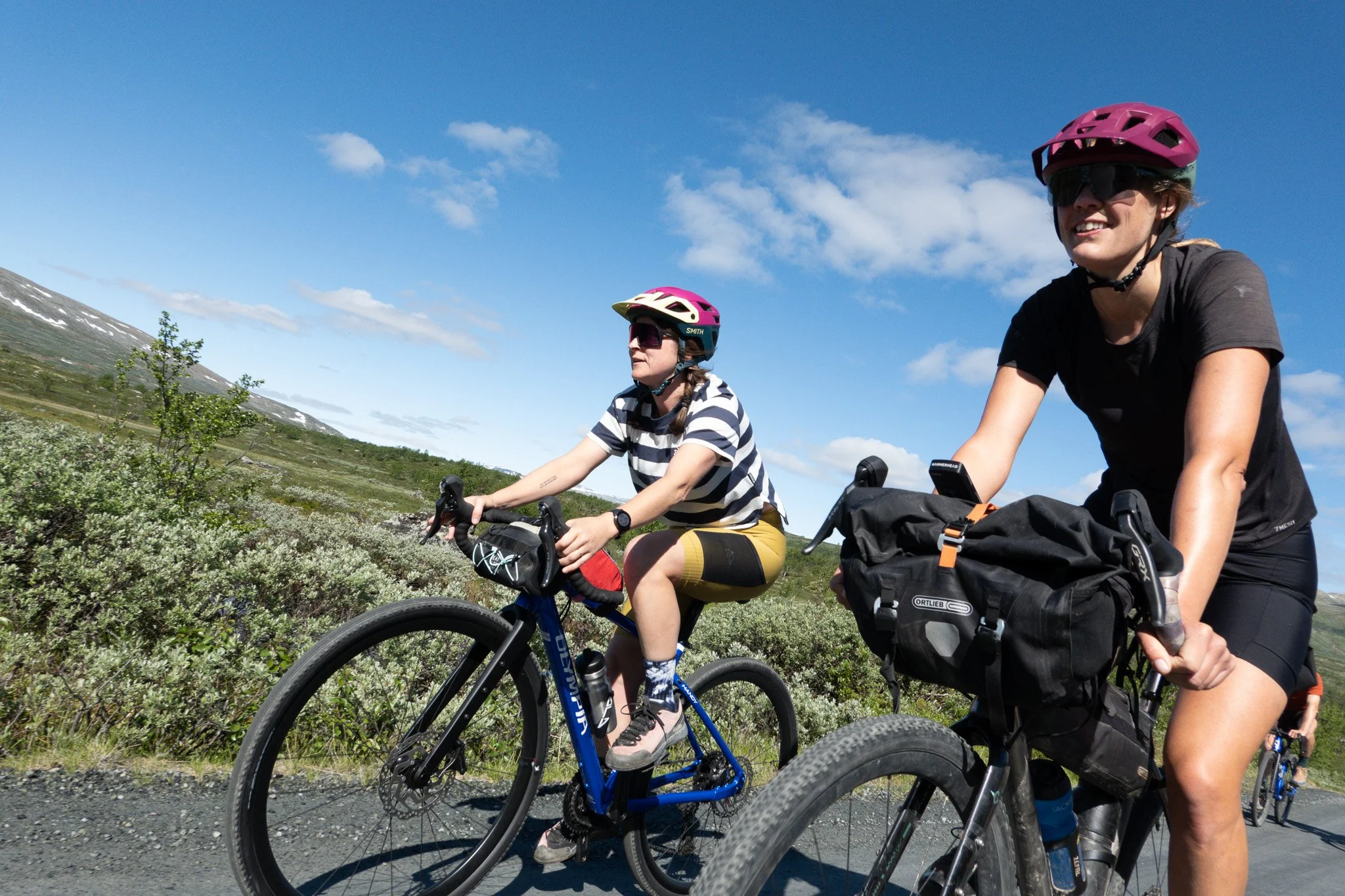 Happy women riding in Norway