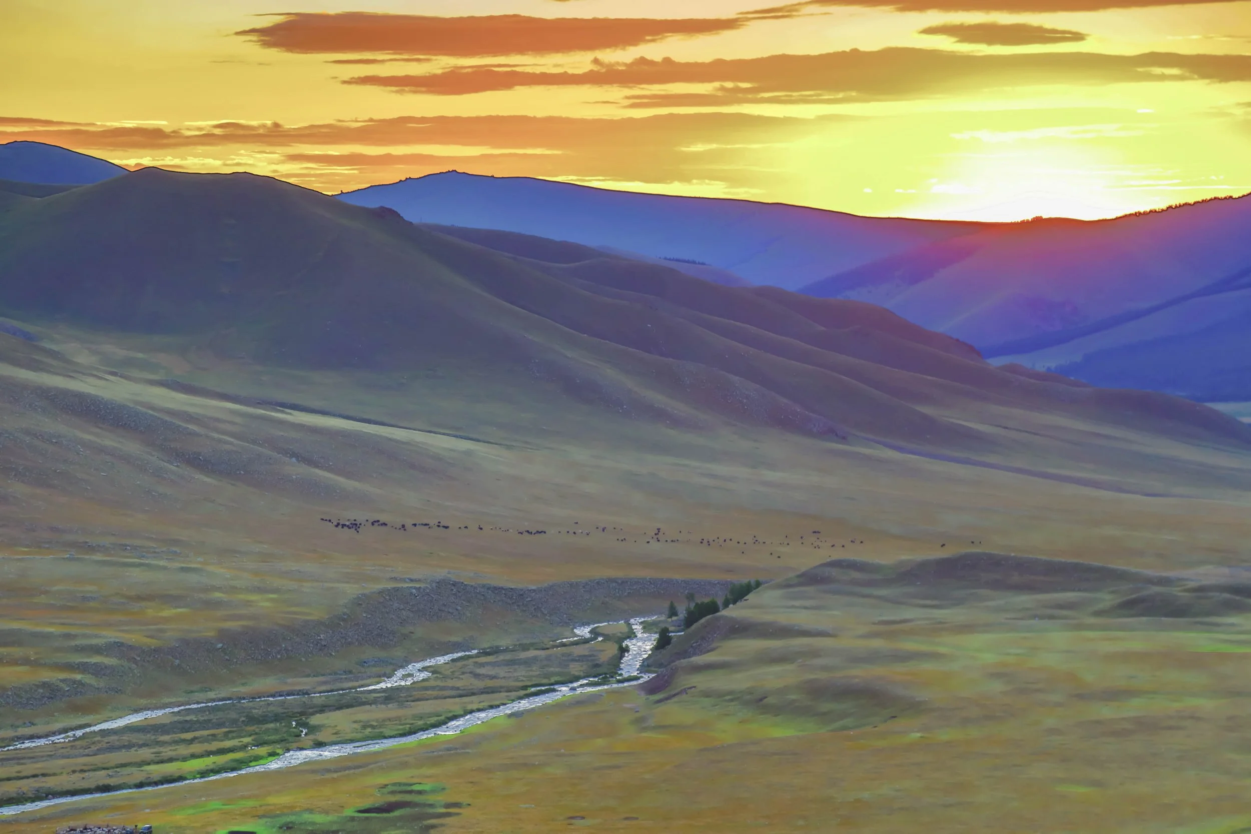 Sunset over Mongolia