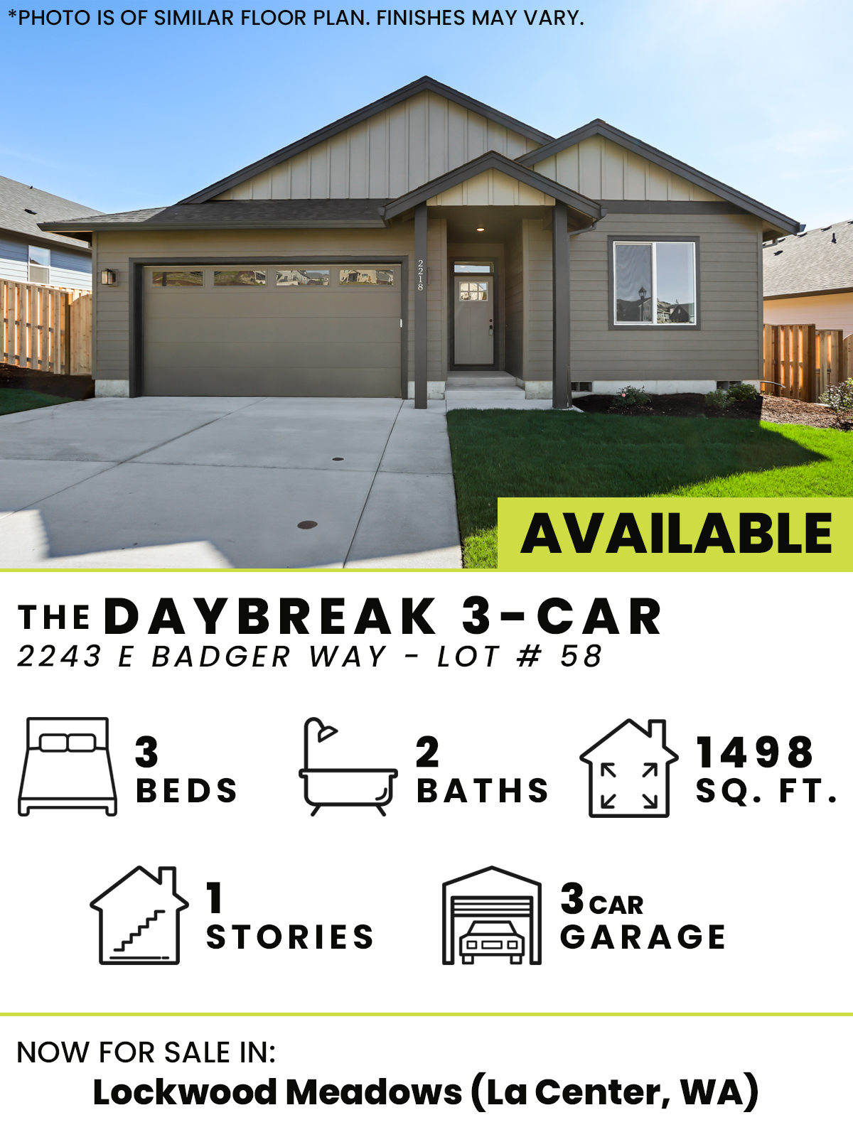  Lockwood Meadows  3  2  1  3  1498 