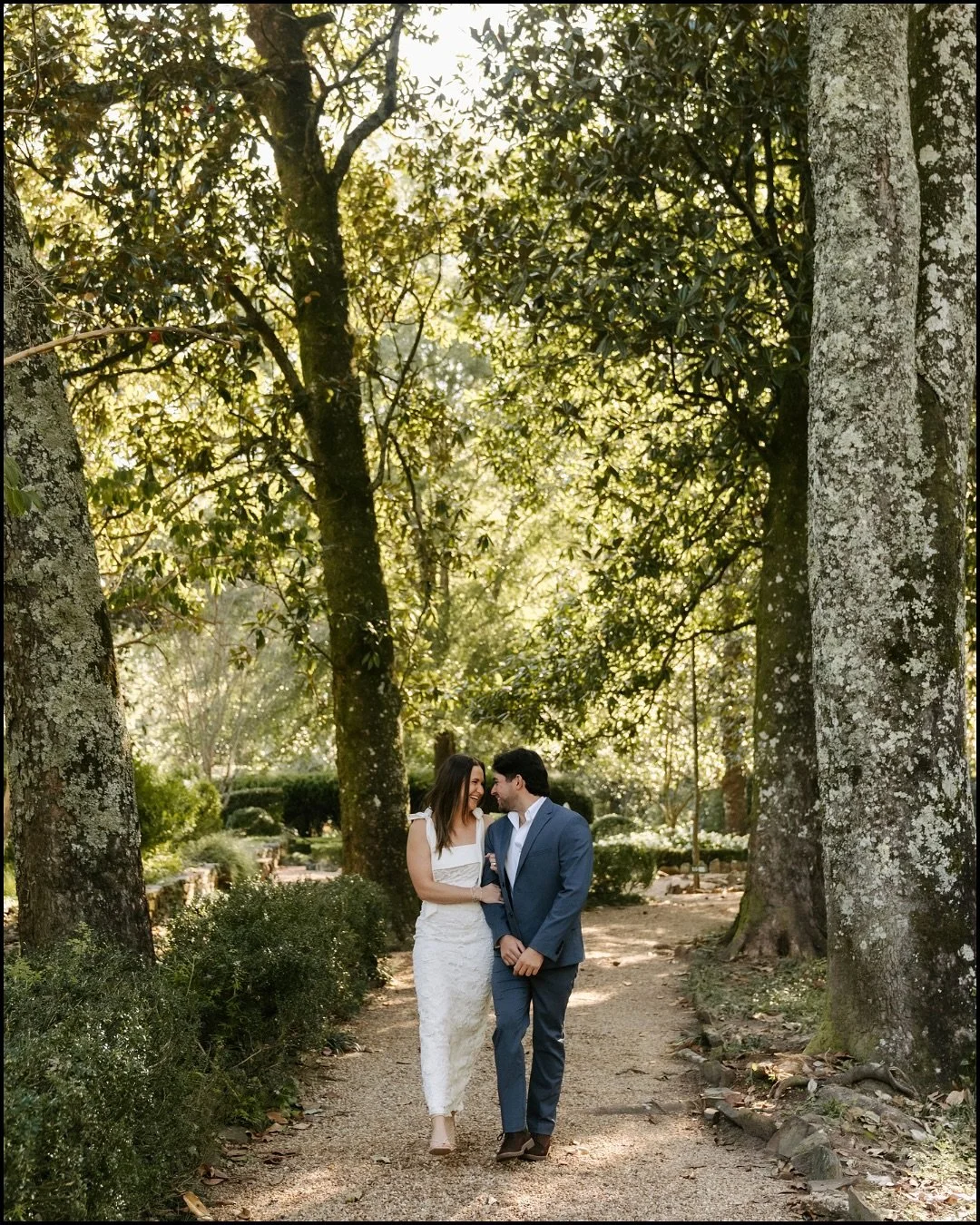 Only the biggest smiles for Gracie + Nico. We had so much fun running the gardens around @hillsanddales during their engagement session! Can&rsquo;t wait to get these two married next year at @thewoodsathurstmill 🥂

#hillsanddales #atlantaweddingpho