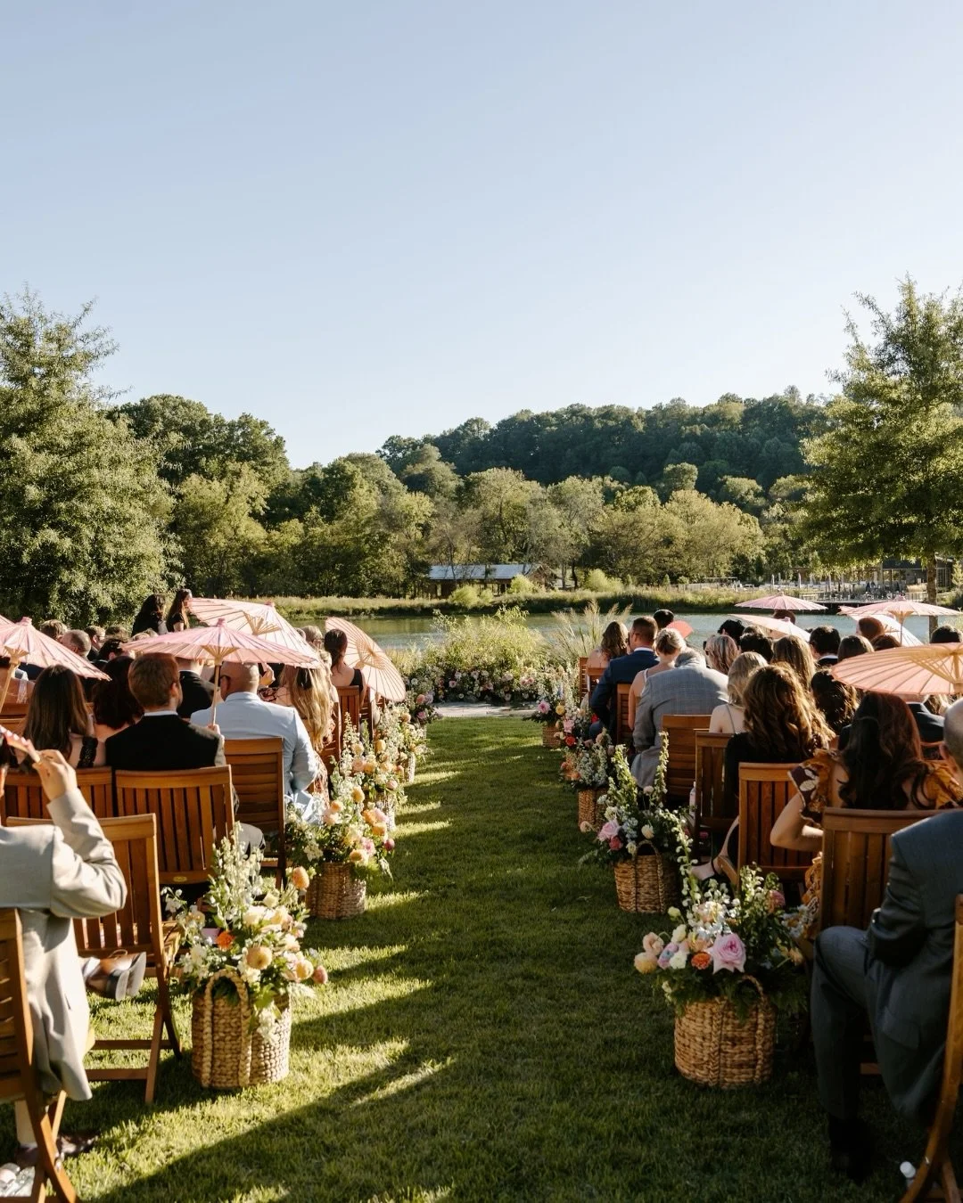 The rolling hills of Tennessee are calling my name 🤠 &mdash; Cat and Andrew&rsquo;s wedding at @southalltn was filled with pink-hued perfection. The residual summer heat was strong, but it made for the ideal day for these two to get married in the m