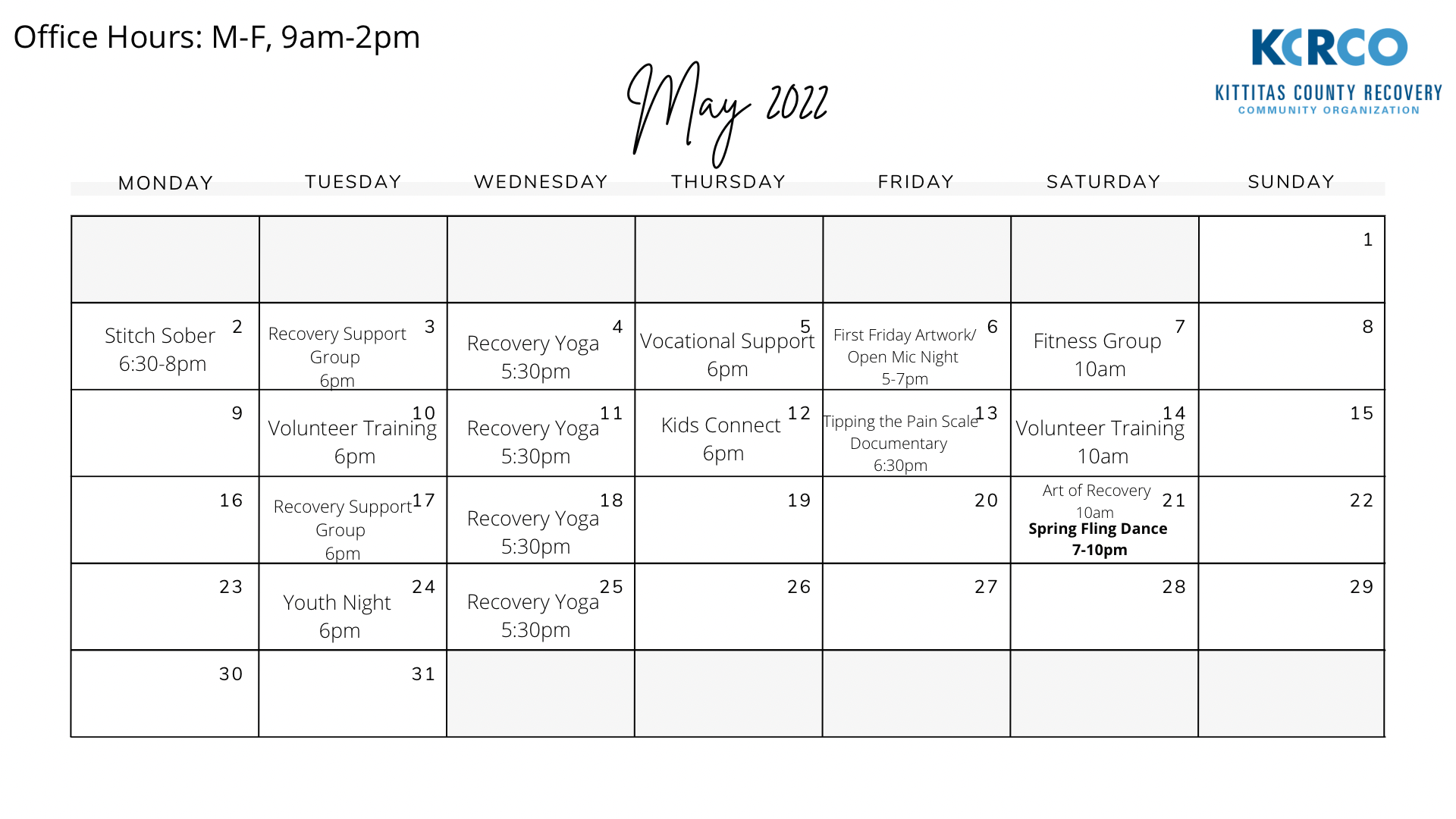 Monthly Calendars — Kittitas County Recovery Community Organization monthly-calendars-kittitas-county-recovery-community-organization