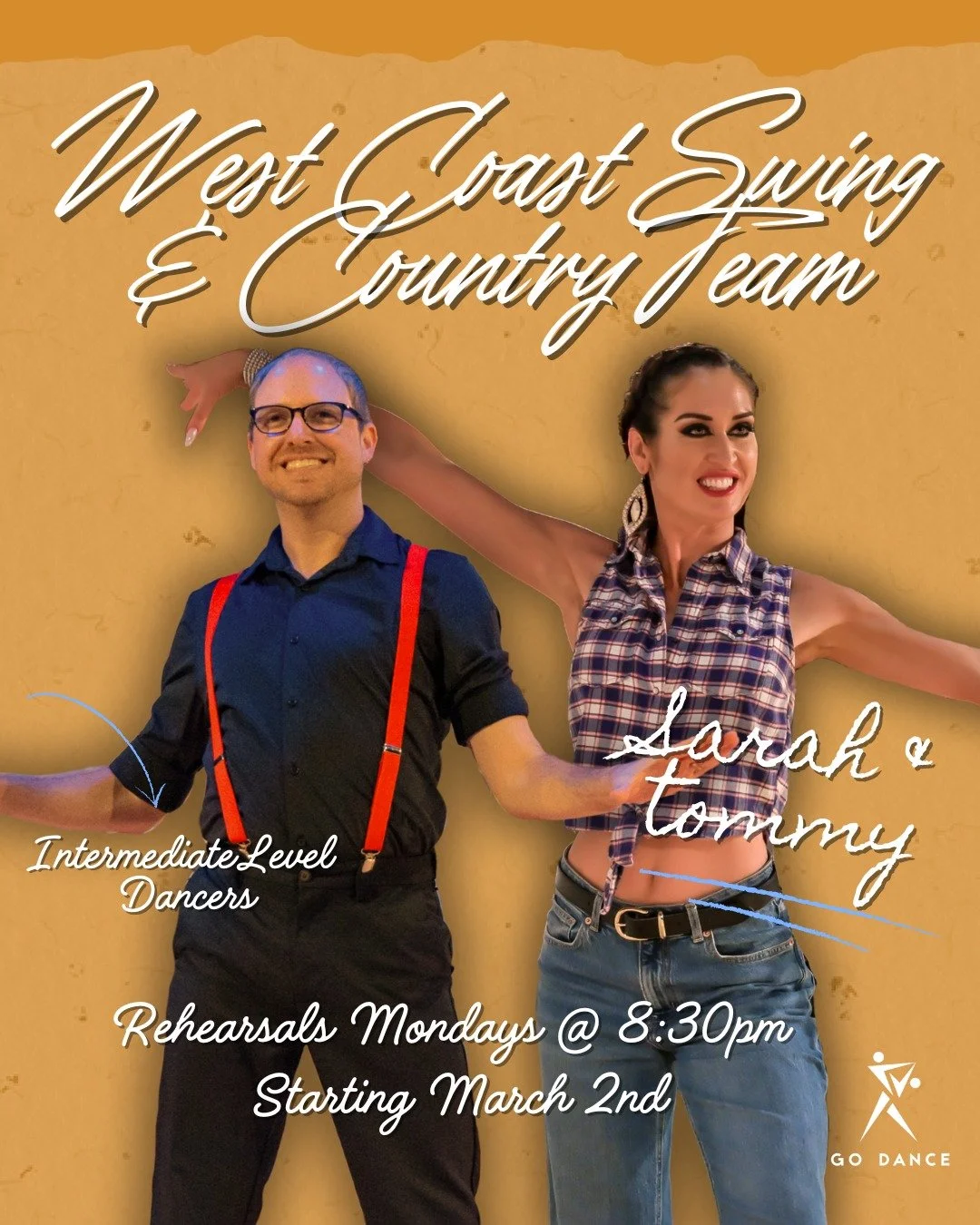 Performance team rehearsals for our summer showcase kick off the first week of March! 🌟
Ready to hit the stage? Here are the teams you can join: 
✨West Coast Swing and Country
✨Swing 
✨Salsa 
✨Ballroom
Whether you&rsquo;re looking to level up your d