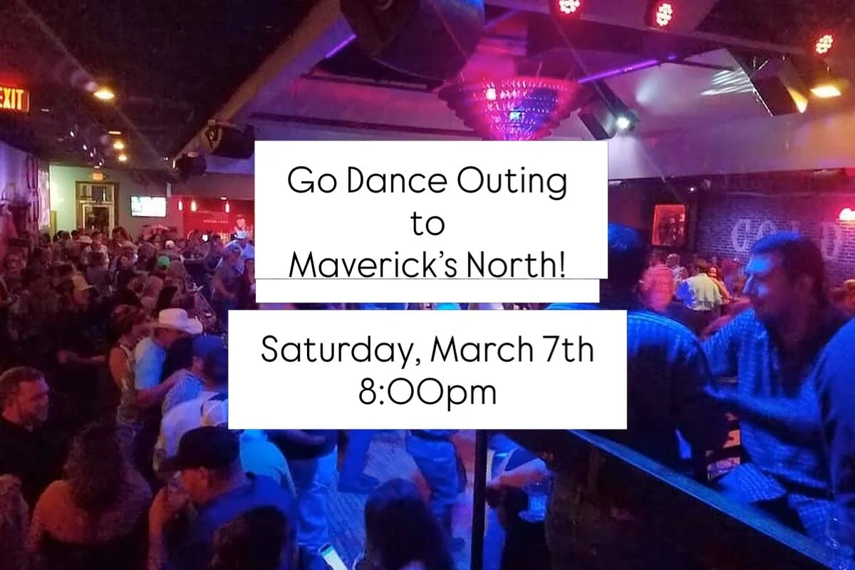 Join a handful of our instructors and your fellow dancers for a fun night of dancing! 

We&rsquo;ll be headed to the Maverick&rsquo;s in Pflugerville after our competition 101 workshop this Saturday, March 7th:

https://godancestudio.com/calendar/com