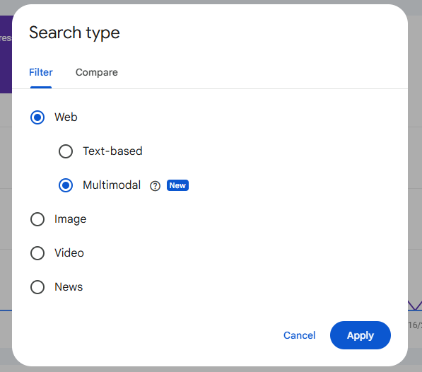 Multimodal search reporting introduced in Google Search Console