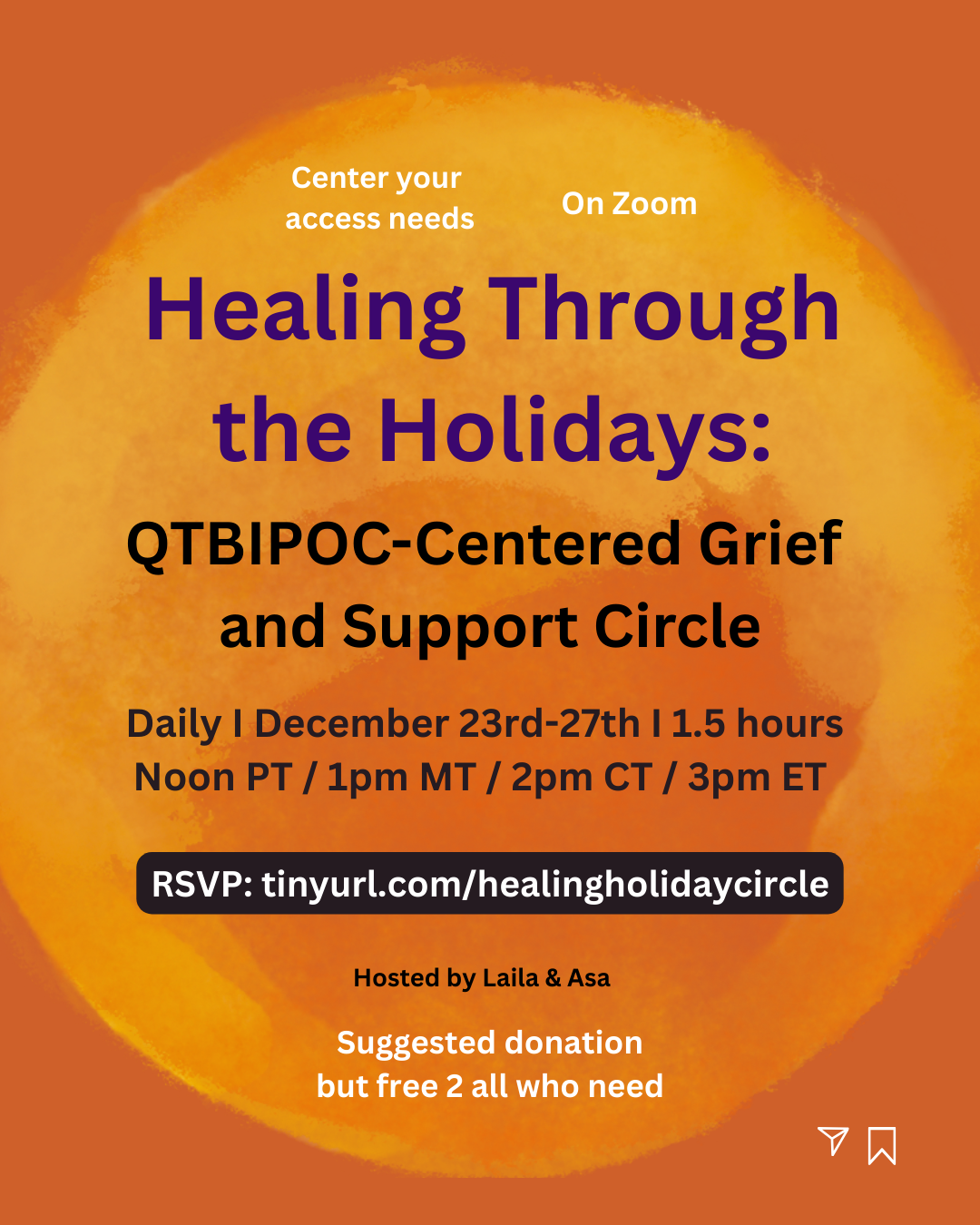 Healing Through the Holidays: Grief and Support Circle Daily I December 23rd-27th I 1.5 hours I Noon PT / 1pm MT / 2pm CT / 3pm ET