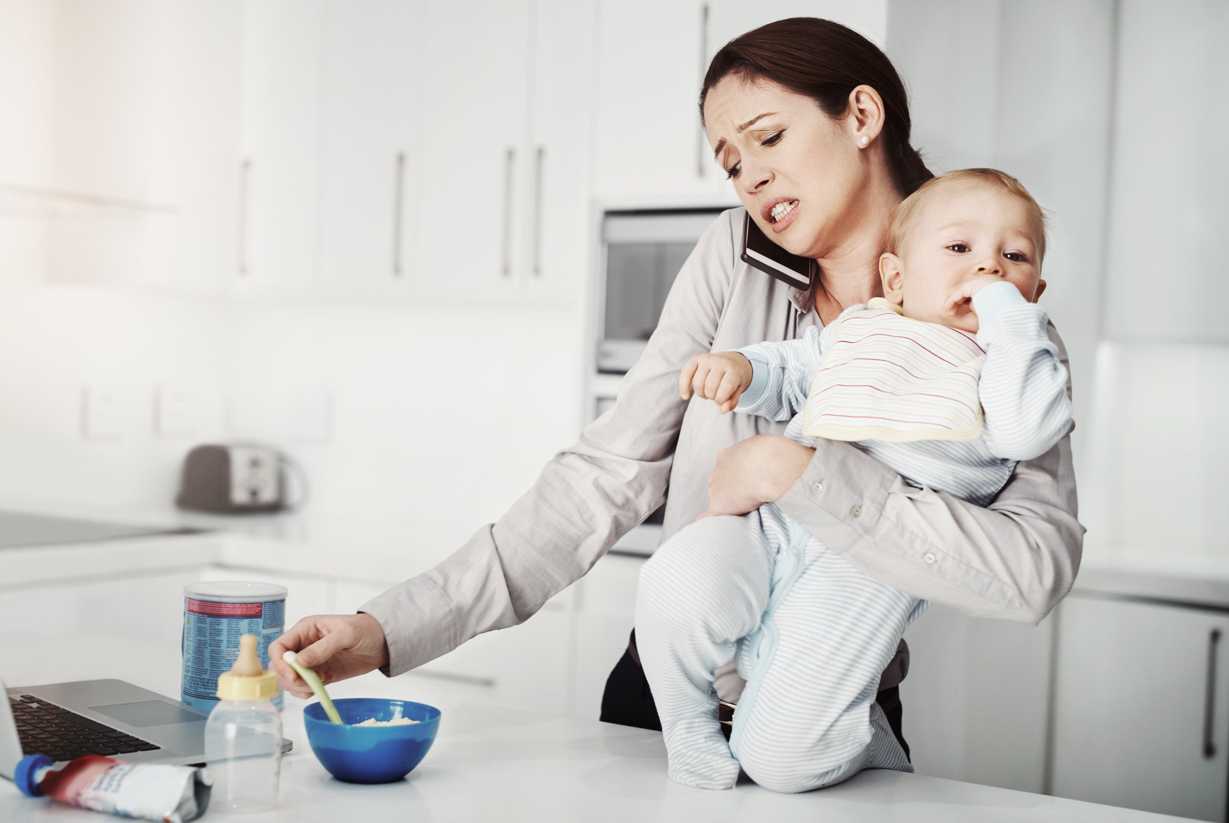 Boston parent reacting to last-minute nanny cancellation before work