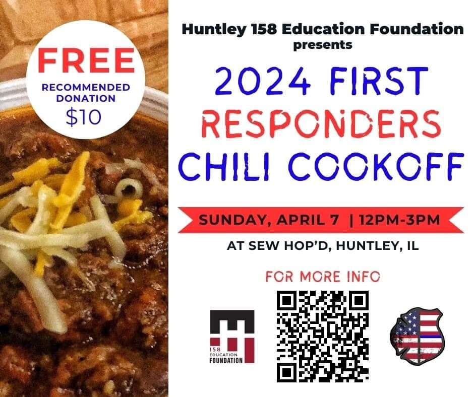 Join us TODAY for the second annual First Responders Chili Cook-Off! Come out and judge local first responders and local friends as they battle for best in chili! The judging starts at NOON! This event is FREE, but donations will be accepted and will