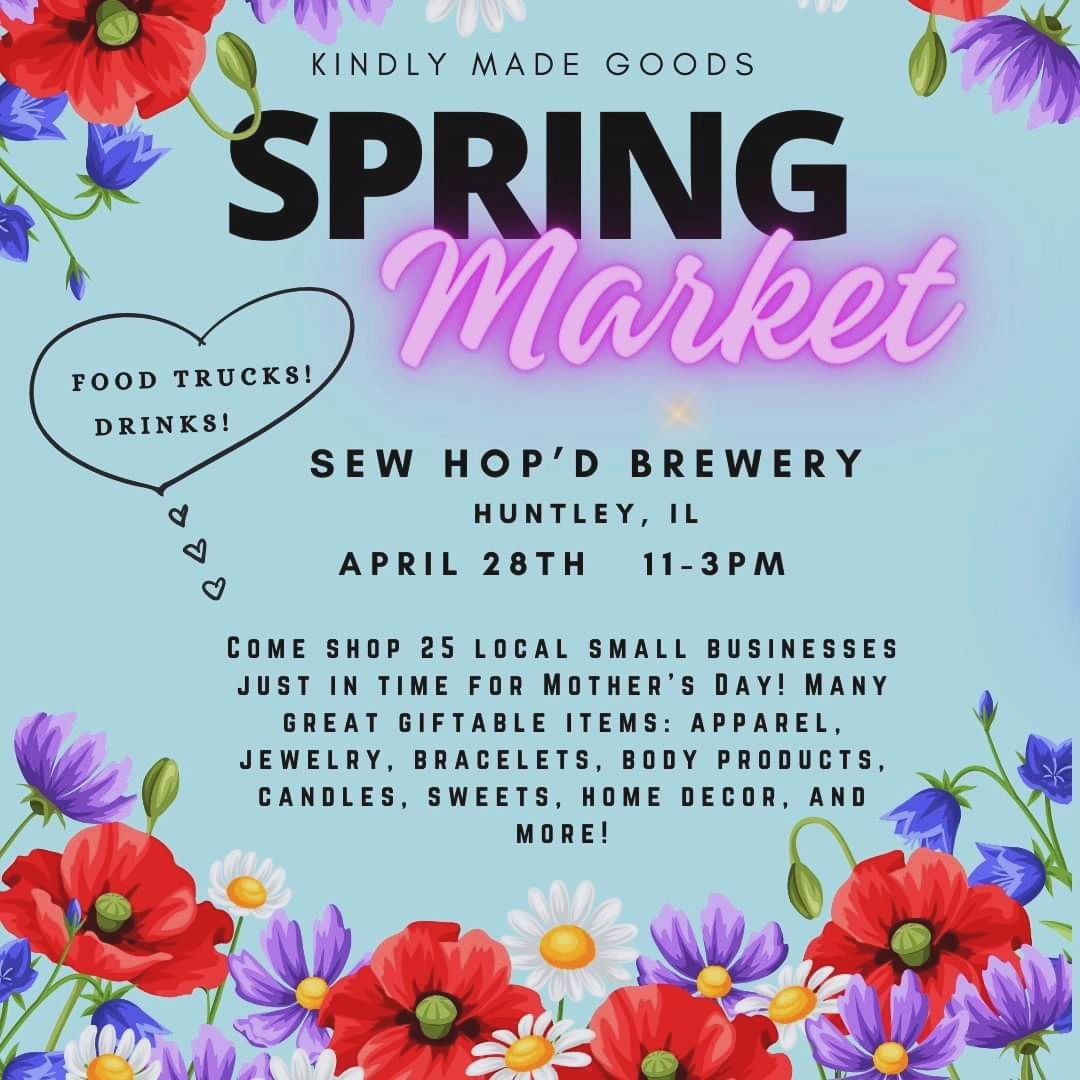 Join us today for the Spring Market Craft Fair hosted by @kindlymadegoods and Sew Hop&rsquo;d from 11-3 pm! We'll have food from @elchidostreettacos and @cuginipizzatruck from 11-4 pm. Our amazing staff will be slinging beers and shaking up all your 