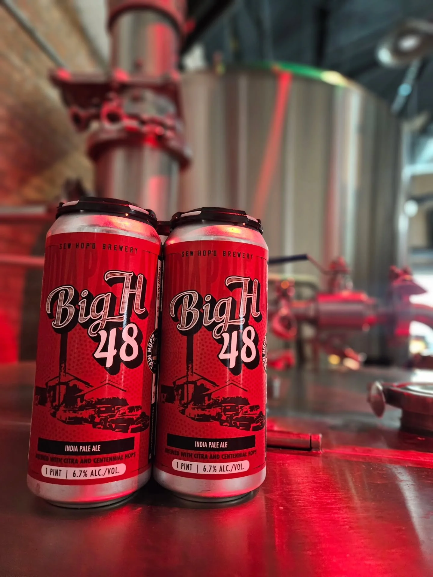 FRIYAY is here at your favorite hometown brewery! 🍻 You asked (and asked&hellip;and asked some more)&hellip;and we listened. Big H 48 IPA is BACK, friends! Our beloved Sew Hop&rsquo;d staple is pouring fresh on draft AND stocked in the to-go cooler&