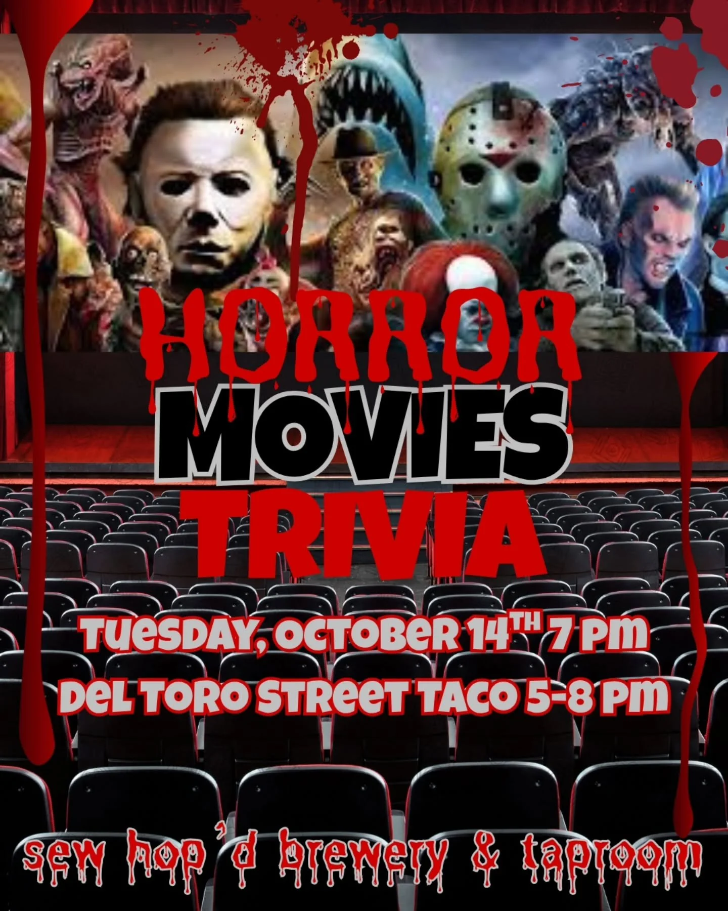 🔪 It&rsquo;s Horror Movies Trivia Night at Sew Hop&rsquo;d &mdash; where your knowledge might just save your life... or at least win you a prize.

The lights dim at 7 pm and the terror begins. Think you can survive questions about haunted houses, ma